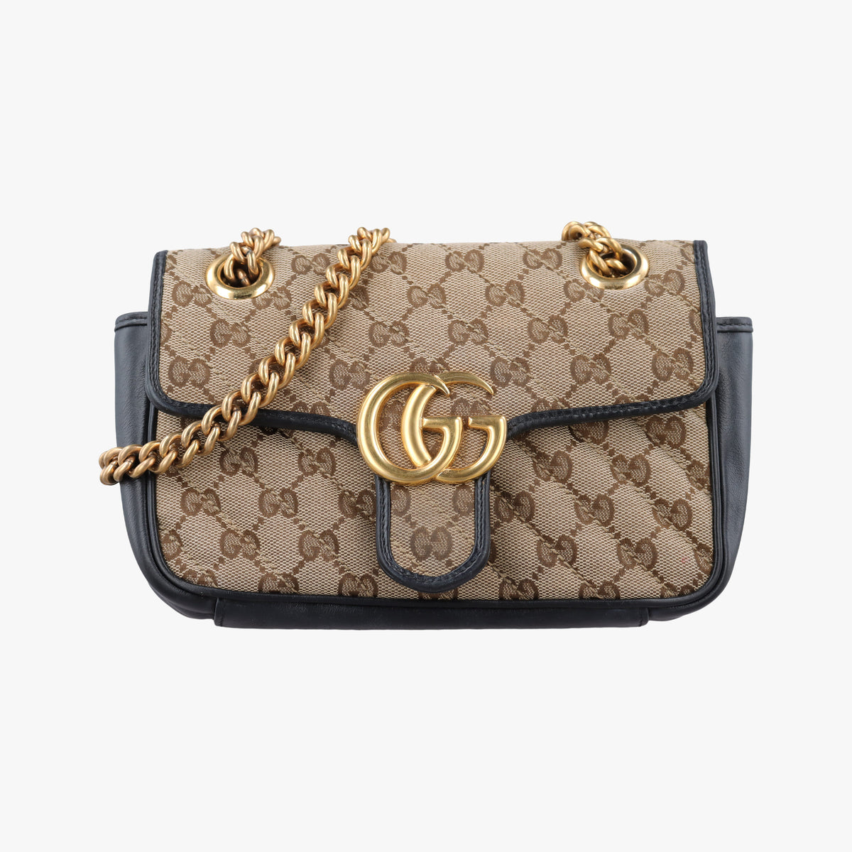 Pre-owned Gucci GG Marmont Brown×black Canvas×Leather 446744 shoulderbag | stylenewstar