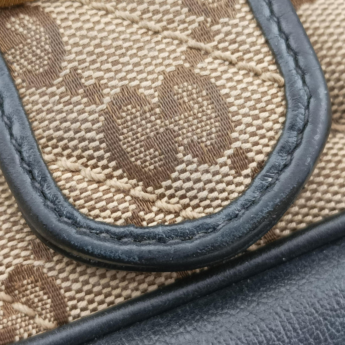Pre-owned Gucci GG Marmont Brown×black Canvas×Leather 446744 shoulderbag | stylenewstar