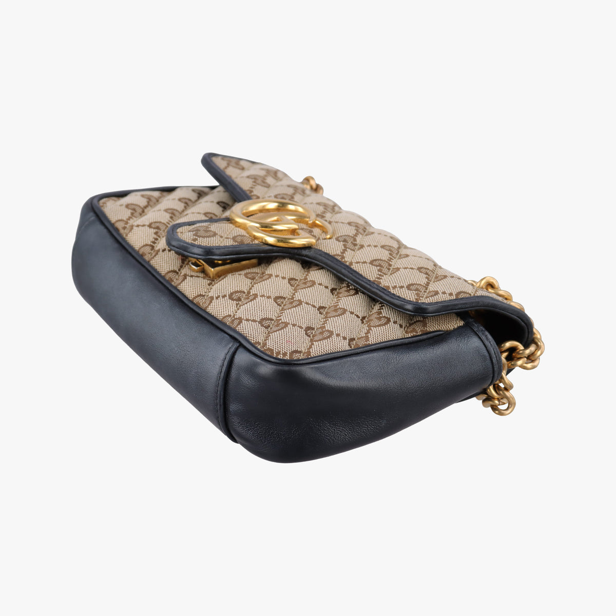 Pre-owned Gucci GG Marmont Brown×black Canvas×Leather 446744 shoulderbag | stylenewstar