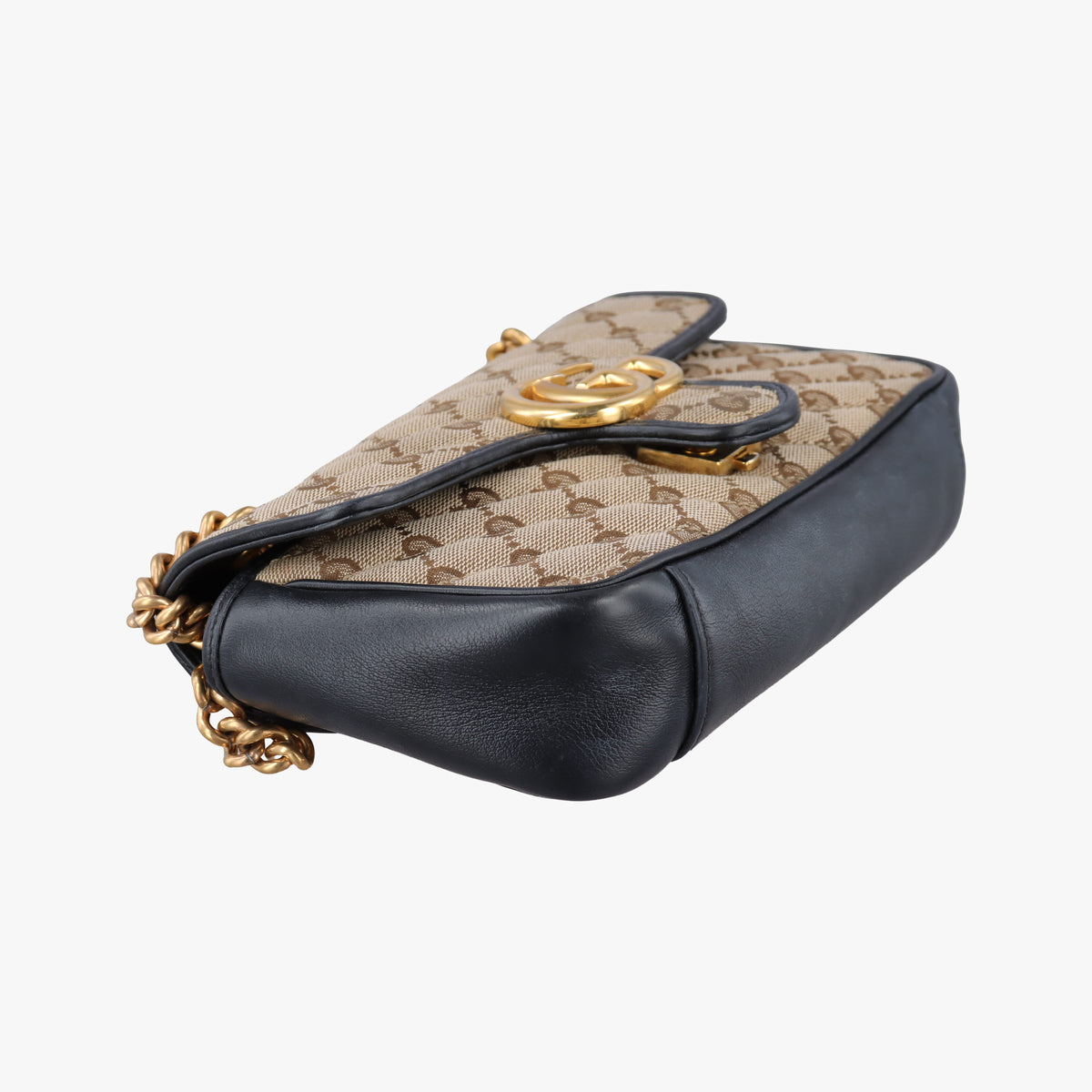 Pre-owned Gucci GG Marmont Brown×black Canvas×Leather 446744 shoulderbag | stylenewstar