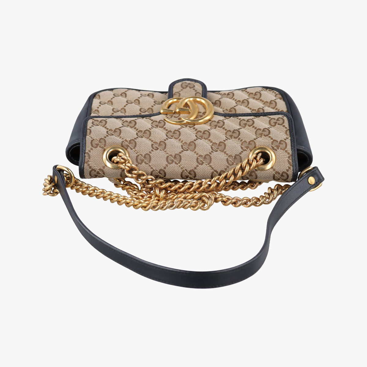 Pre-owned Gucci GG Marmont Brown×black Canvas×Leather 446744 shoulderbag | stylenewstar