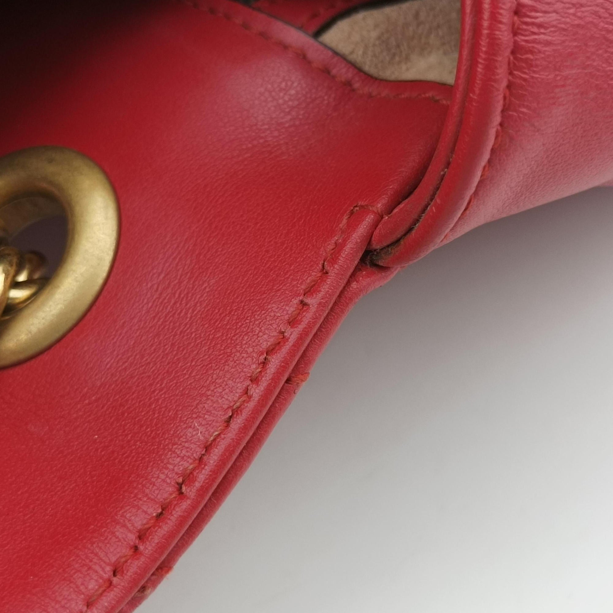 Pre-owned Gucci GG Marmont Red Leather 443497 shoulderbag | stylenewstar