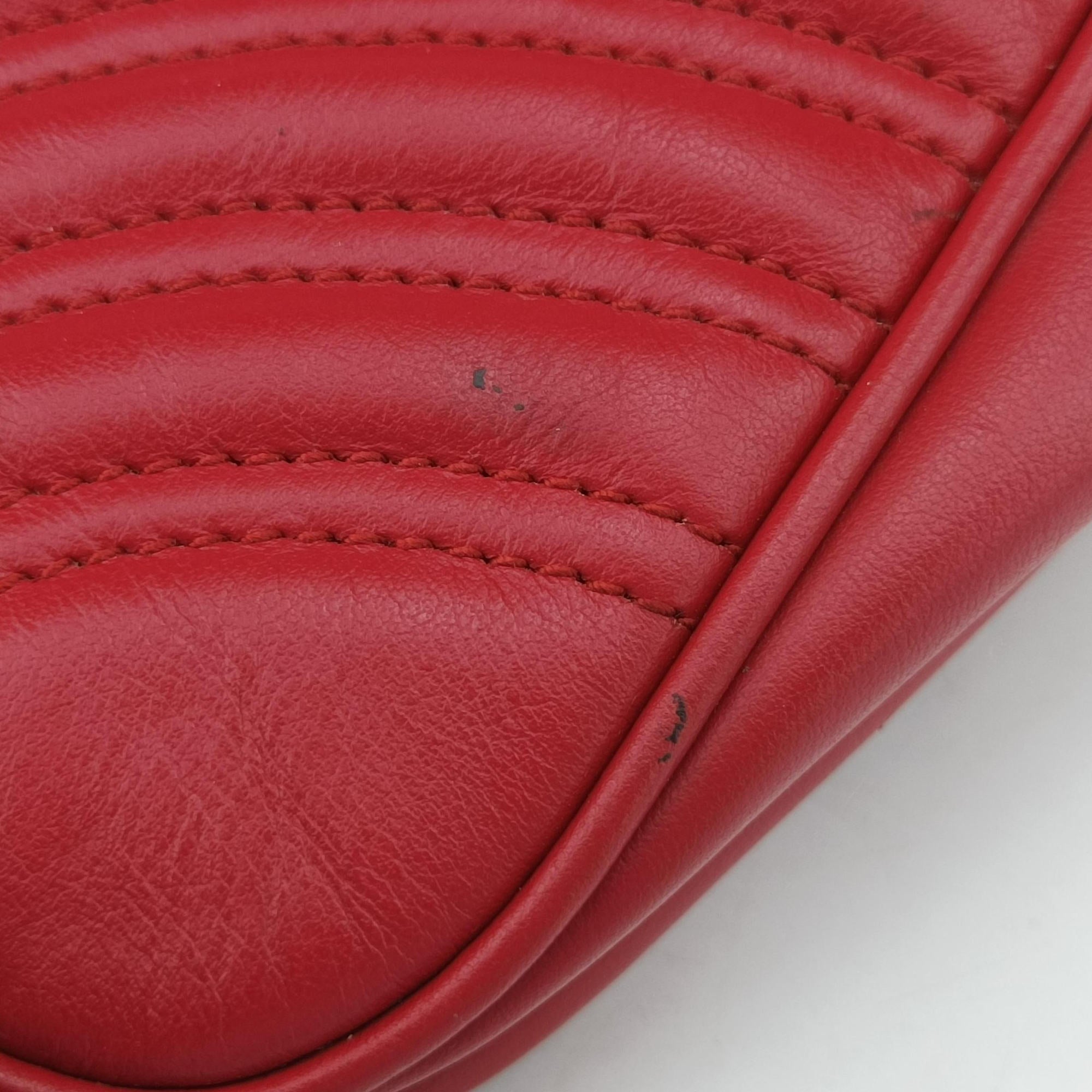 Pre-owned Gucci GG Marmont Red Leather 443497 shoulderbag | stylenewstar
