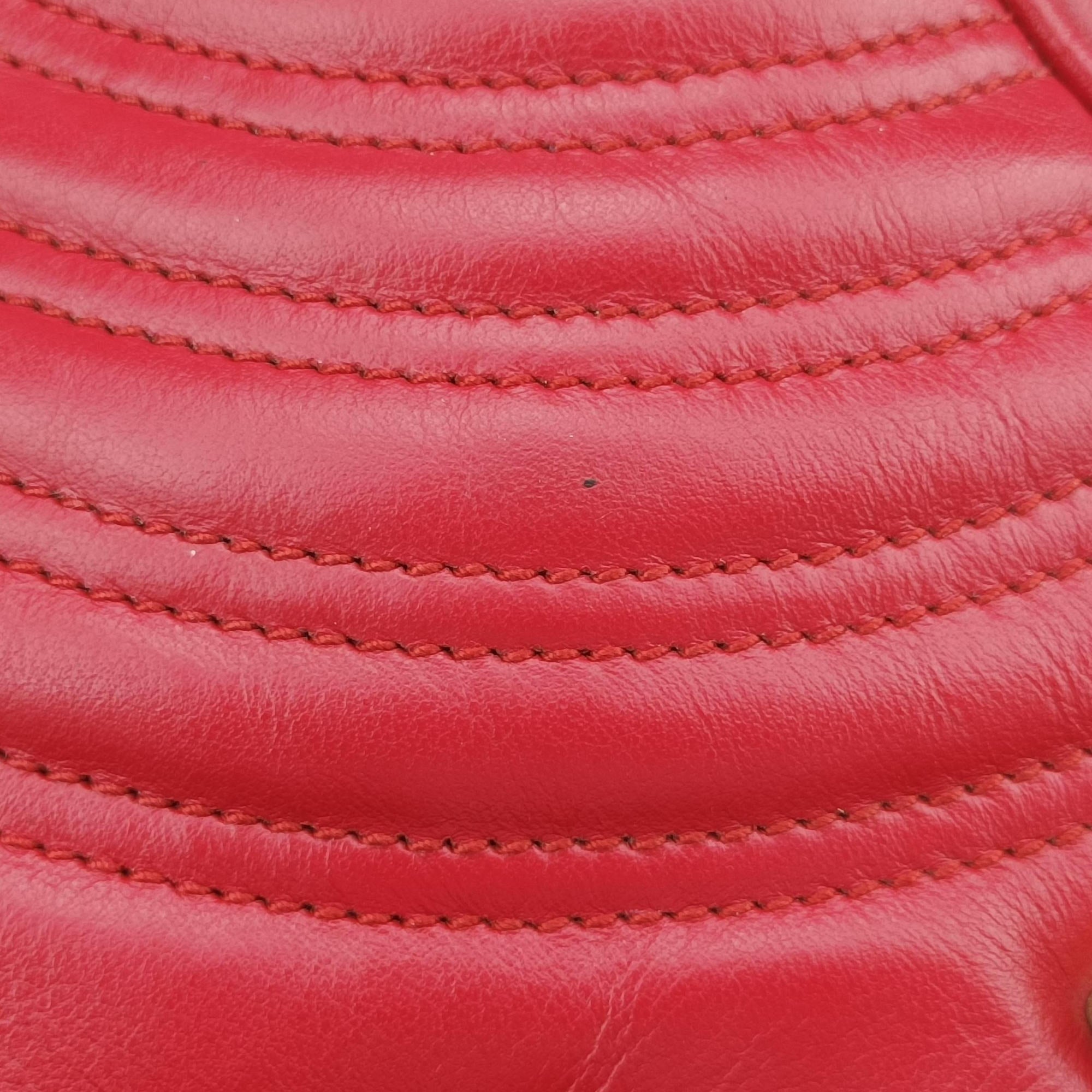 Pre-owned Gucci GG Marmont Red Leather 443497 shoulderbag | stylenewstar