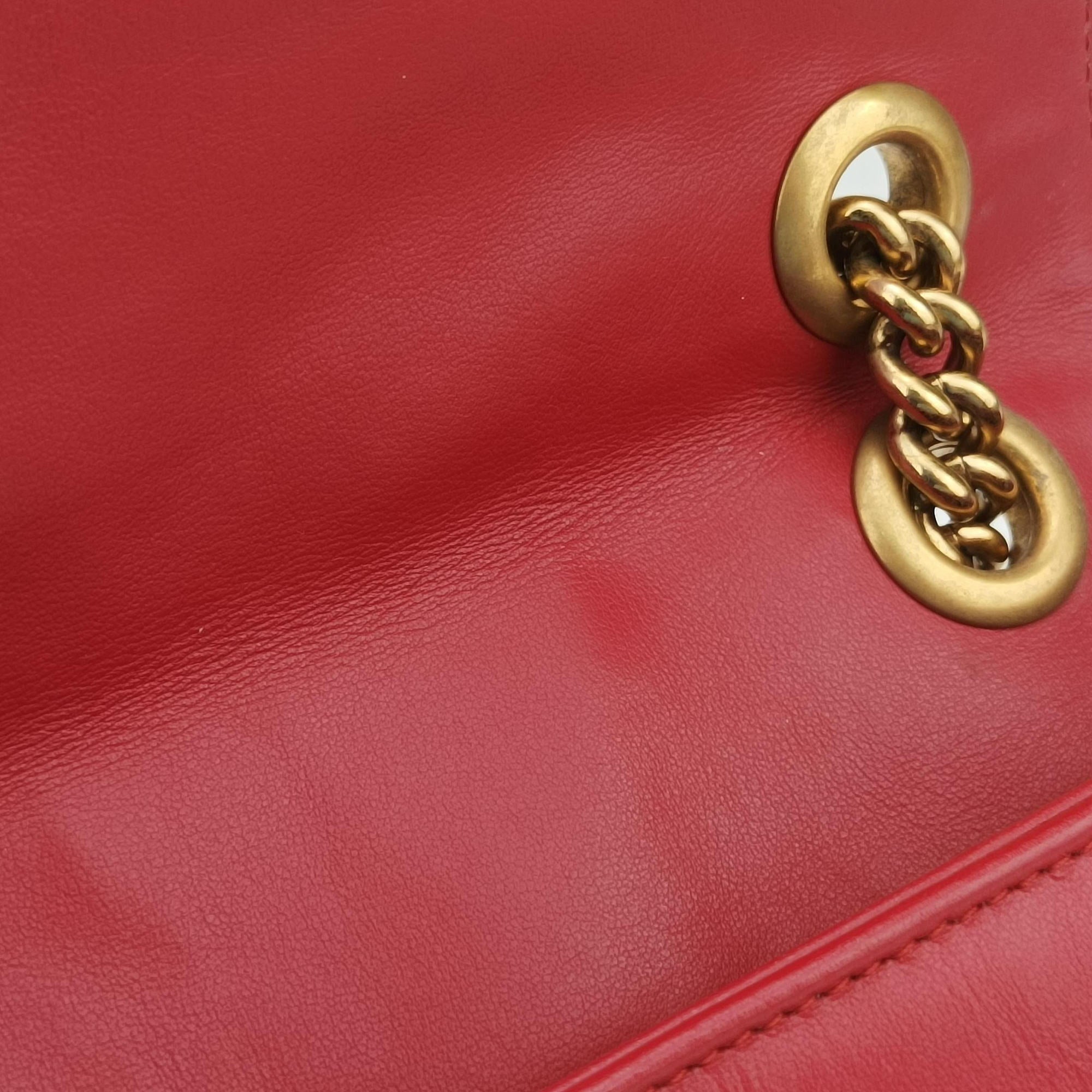 Pre-owned Gucci GG Marmont Red Leather 443497 shoulderbag | stylenewstar