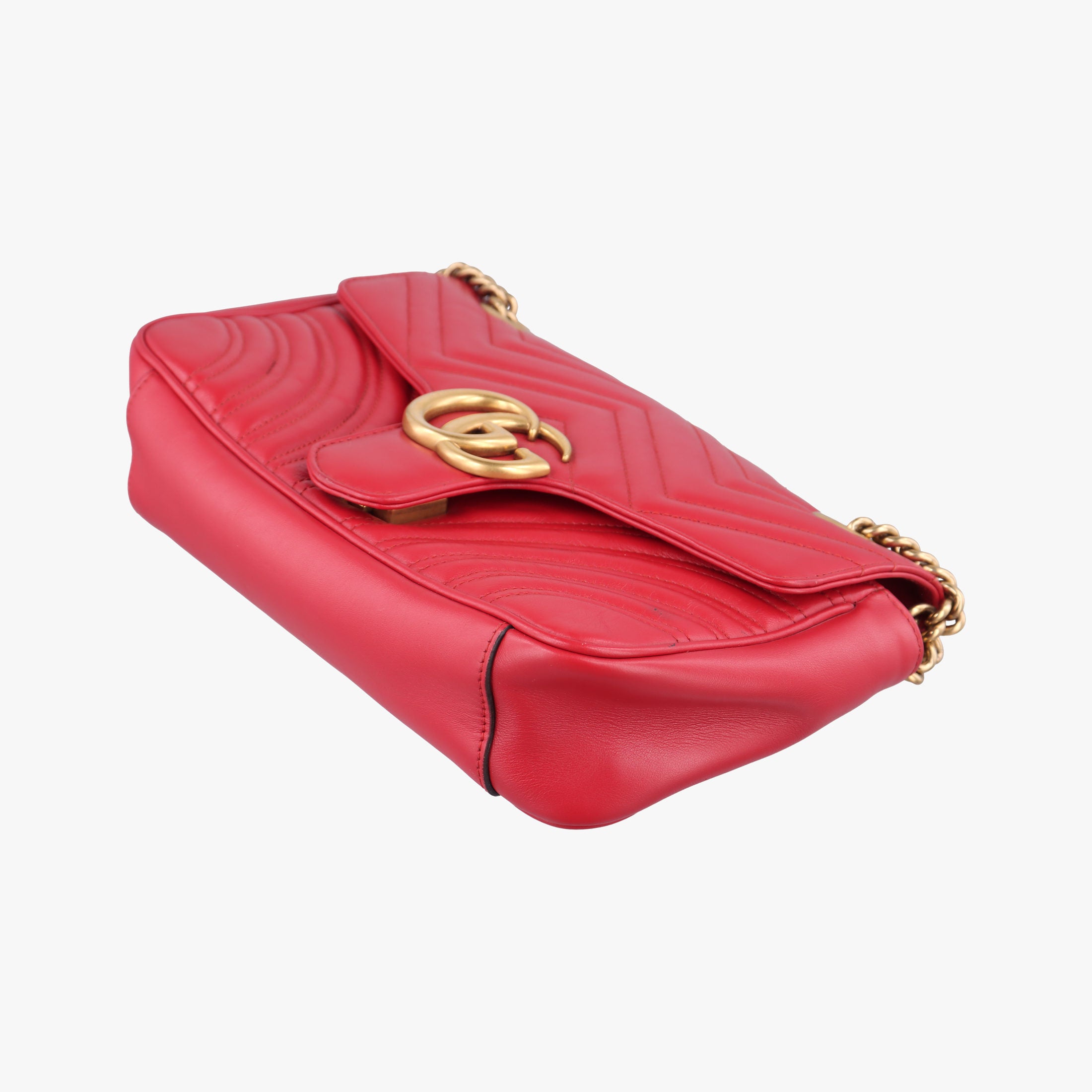 Pre-owned Gucci GG Marmont Red Leather 443497 shoulderbag | stylenewstar