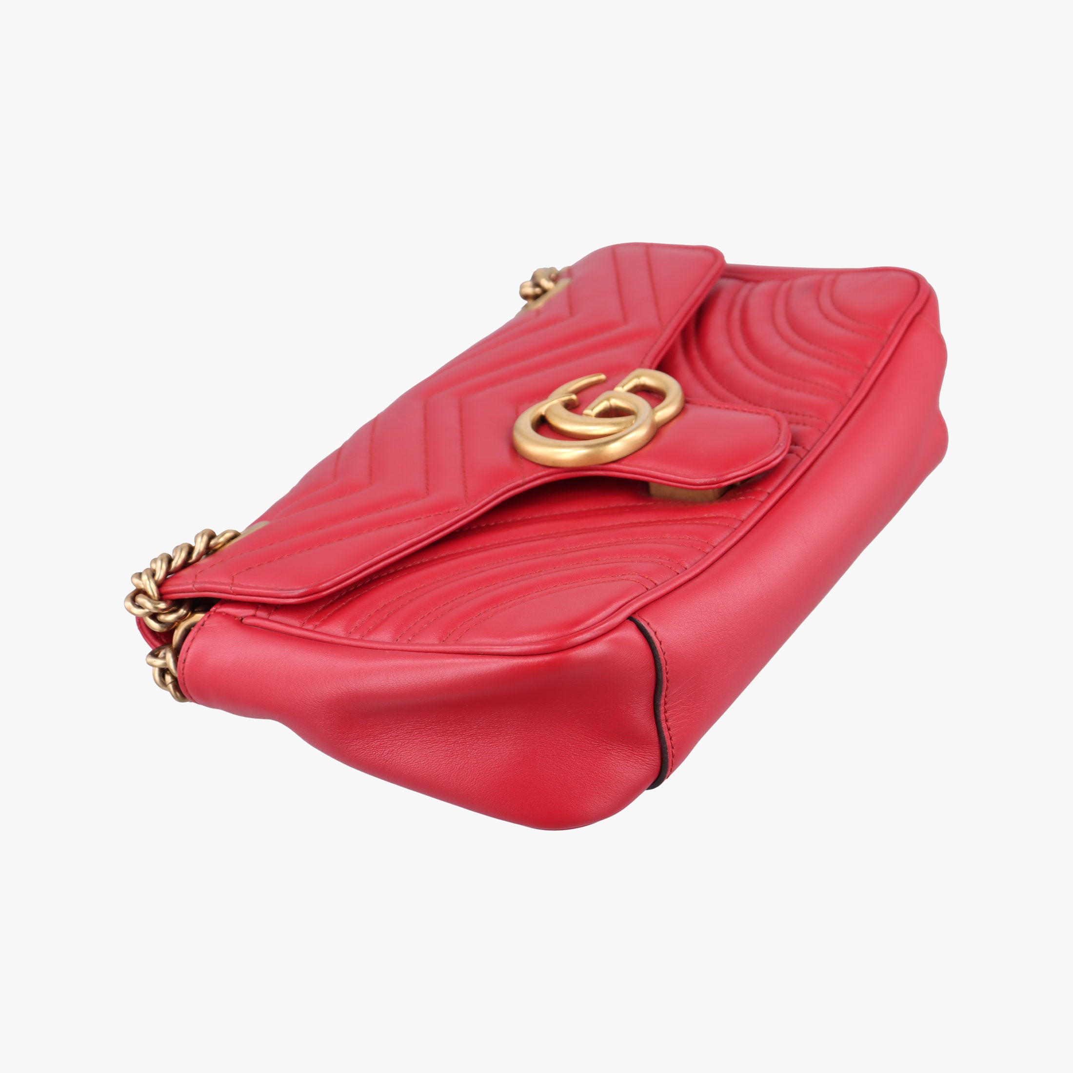 Pre-owned Gucci GG Marmont Red Leather 443497 shoulderbag | stylenewstar
