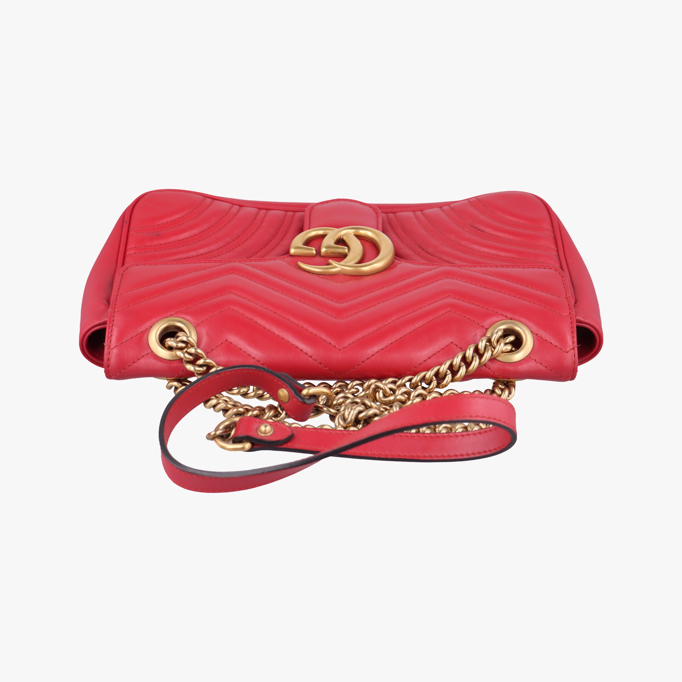 Pre-owned Gucci GG Marmont Red Leather 443497 shoulderbag | stylenewstar