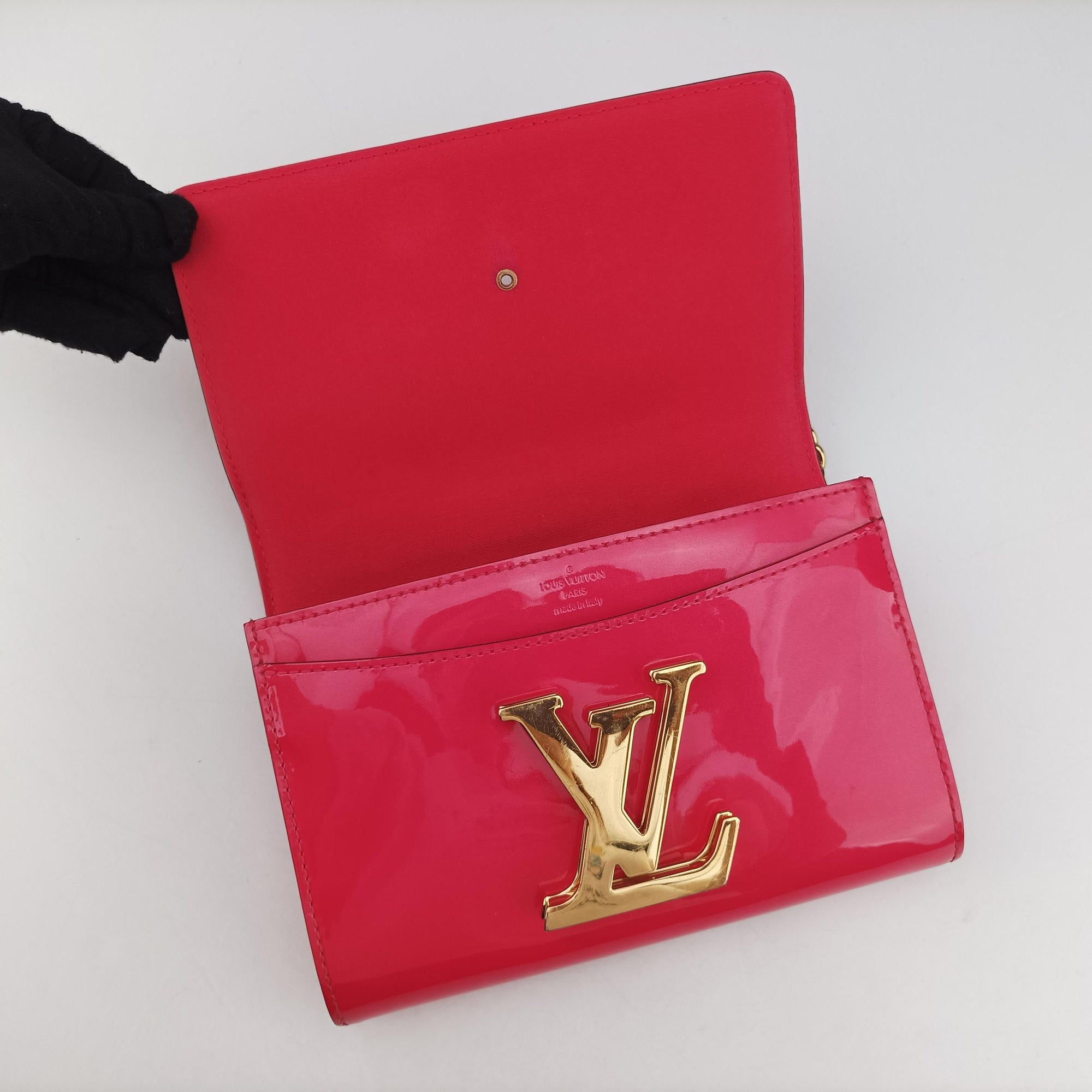 Pre-owned Louis Vuitton Pochette Louise MM ROSE INDIEN Vernis M94270 shoulderbag | stylenewstar