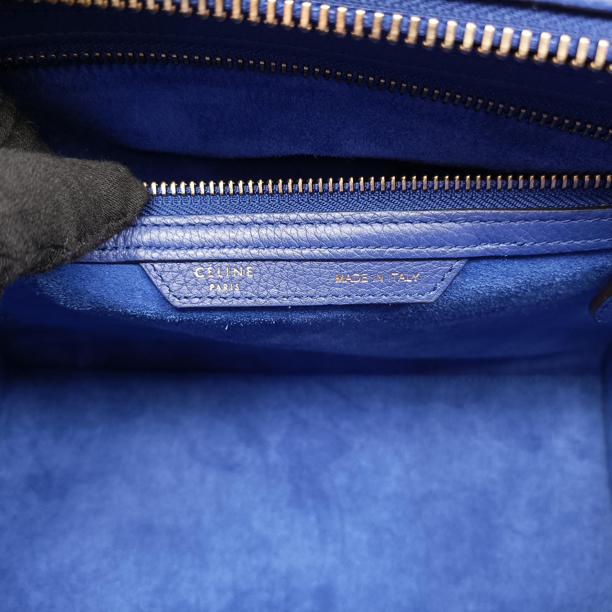 Pre-owned Celine Luggage Mini Shopper Blue leather  handbag | stylenewstar