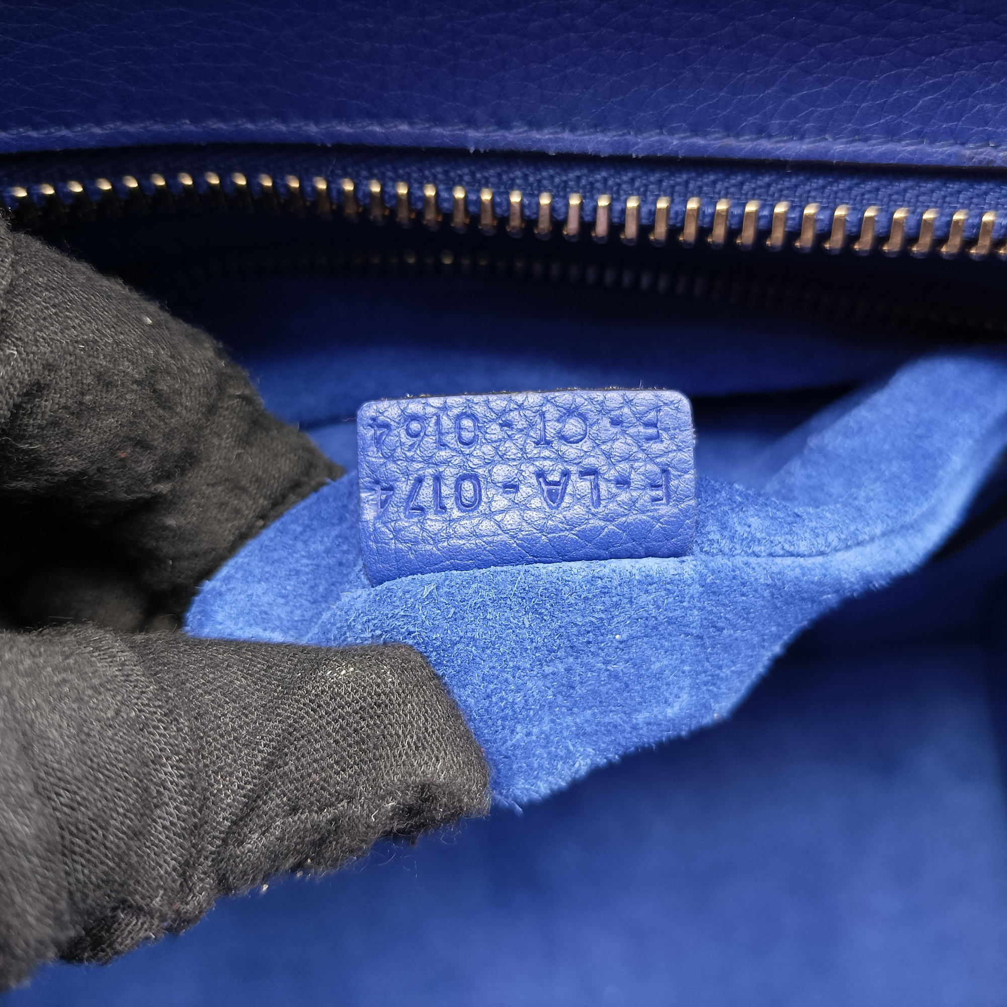 Pre-owned Celine Luggage Mini Shopper Blue leather  handbag | stylenewstar