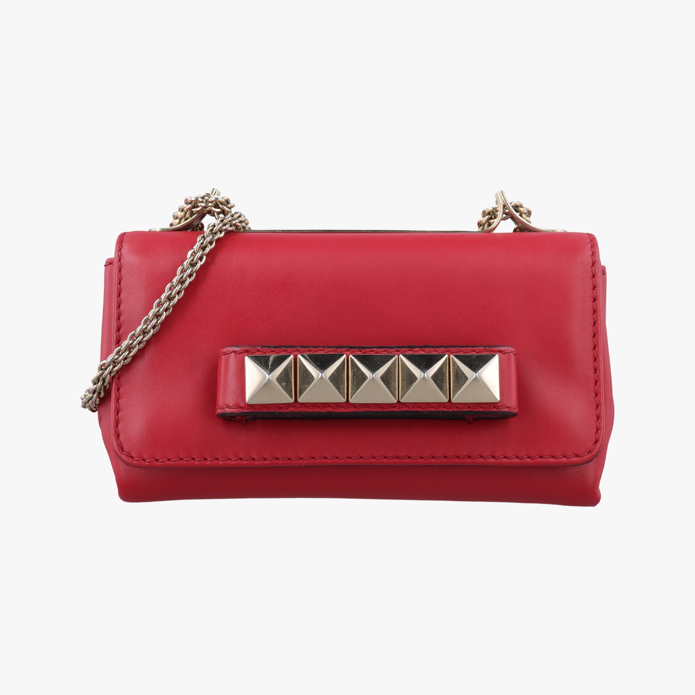 Pre-owned Valentino Rockstud VA VA VOOM Red Leather  shoulderbag | stylenewstar