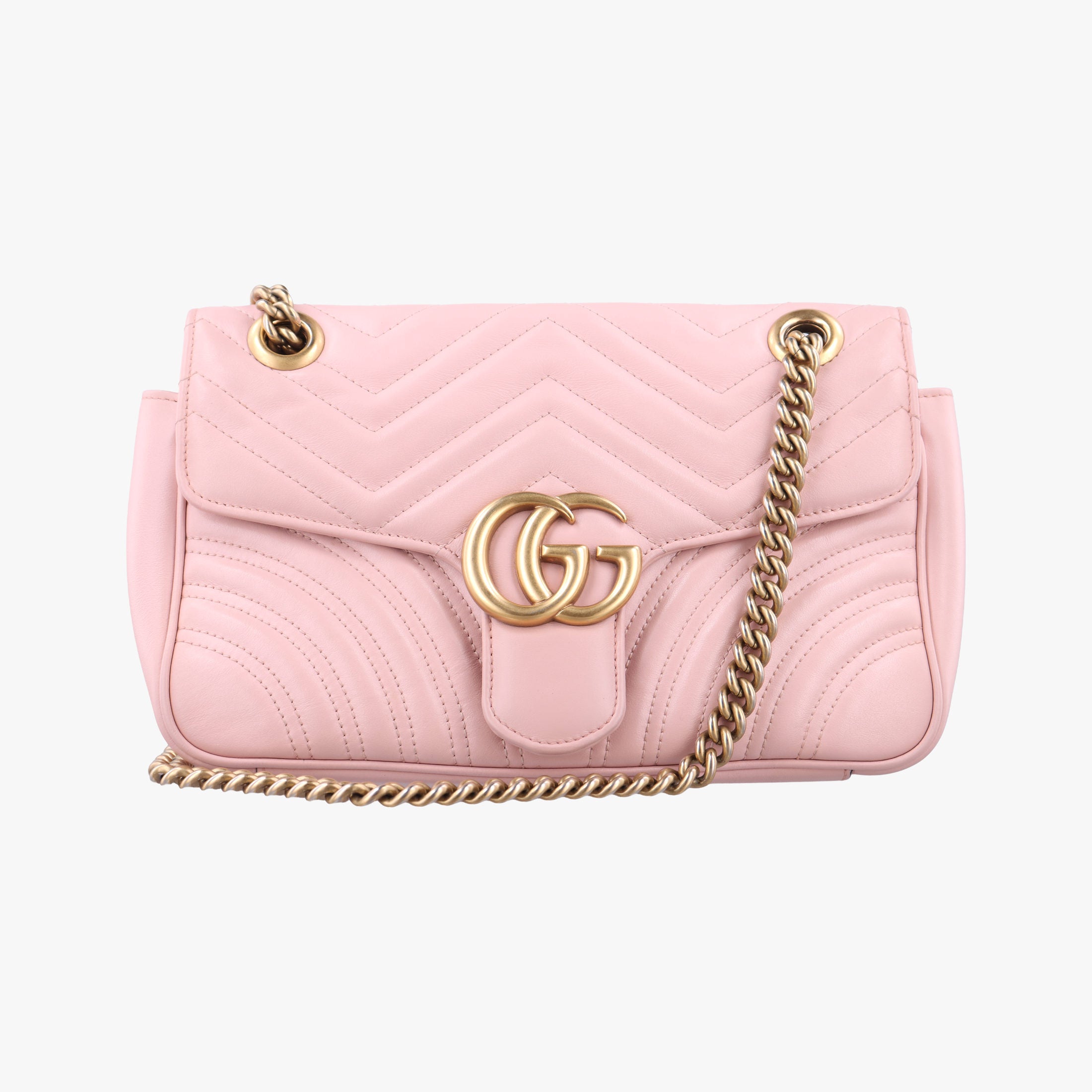 Pre-owned Gucci GG Marmont Pink Leather 443497 shoulderbag | stylenewstar