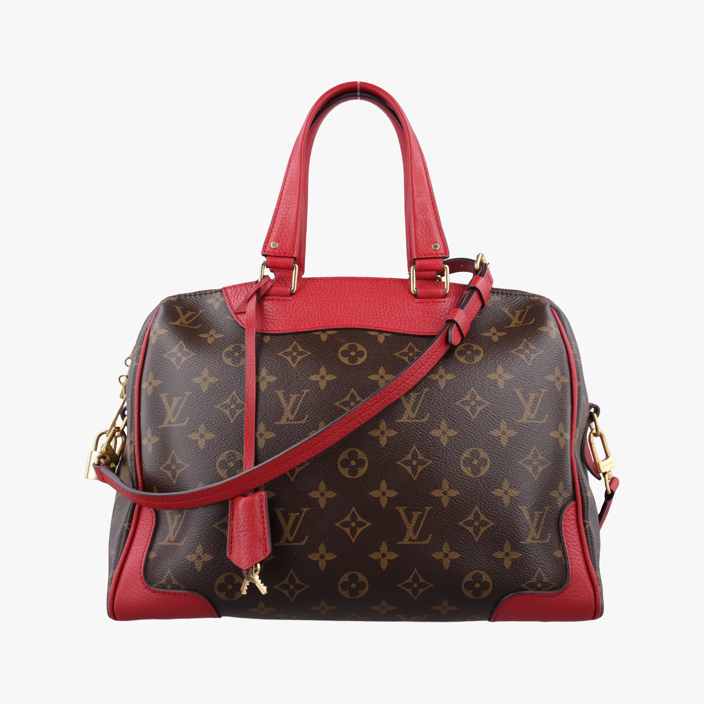 Pre-owned Louis Vuitton RETIRO PM brown×CERISE Monogram Canvas×calf leather M40546 shoulderbag | stylenewstar