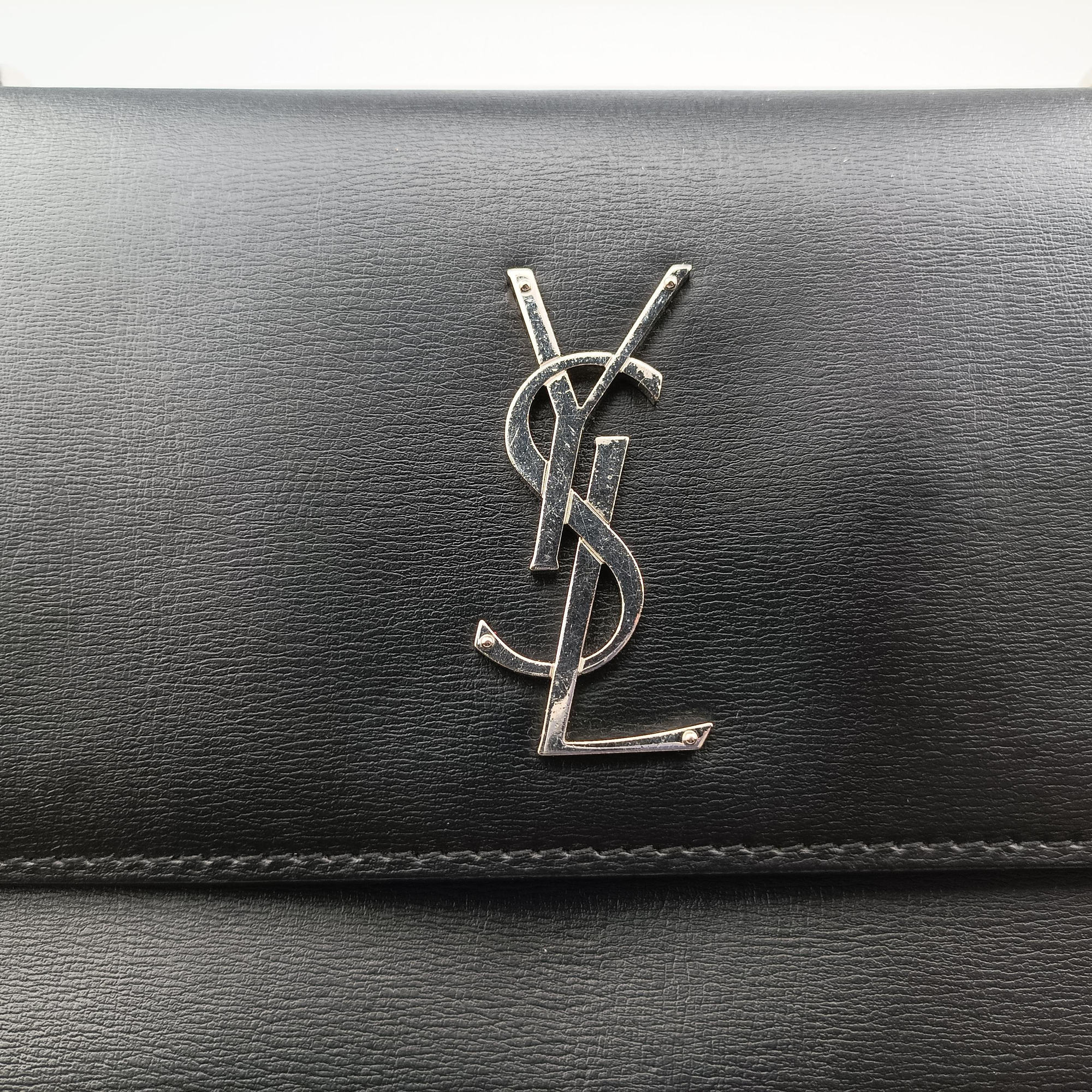 Pre-owned Yves Saint Laurent SUNSET Black Leather 442906 shoulderbag | stylenewstar