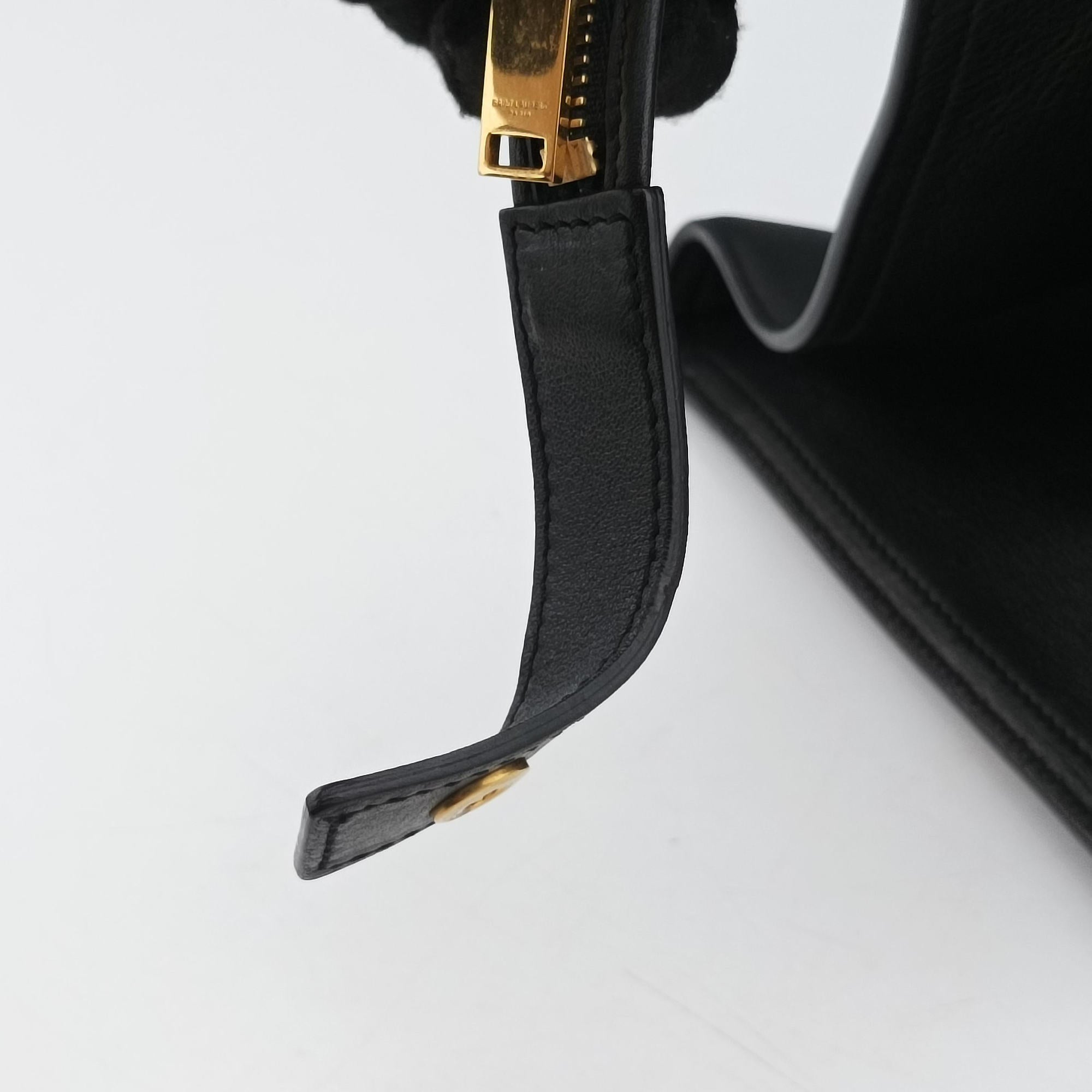 Pre-owned Yves Saint Laurent BABY CABAS Black Leather 394458 handbag | stylenewstar