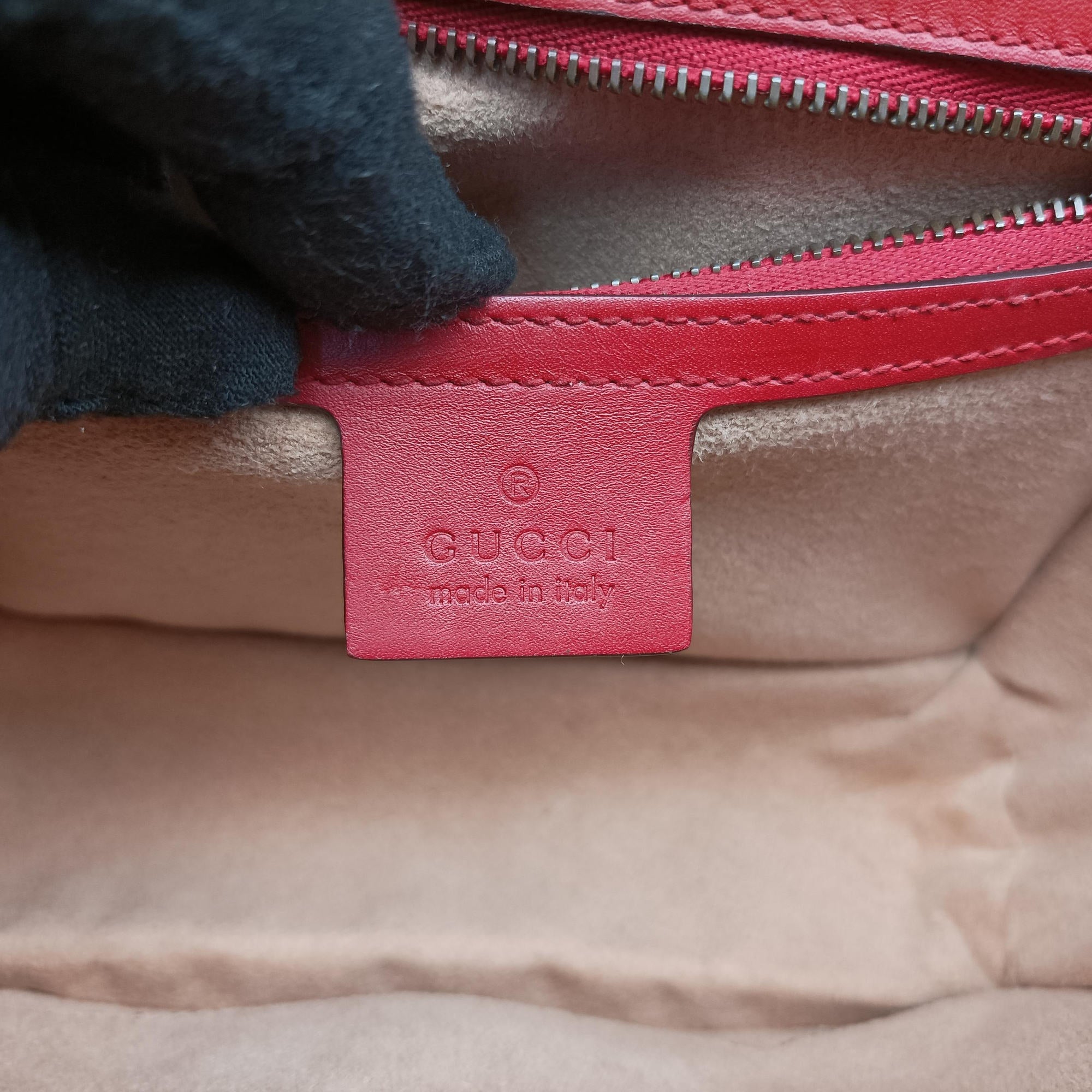 Pre-owned Gucci Queen Margaret Ivory×Red×Navy Leather 476542 shoulderbag | stylenewstar