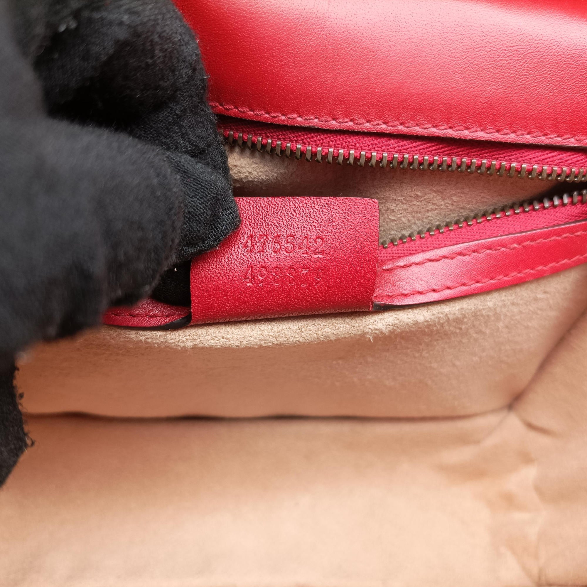 Pre-owned Gucci Queen Margaret Ivory×Red×Navy Leather 476542 shoulderbag | stylenewstar