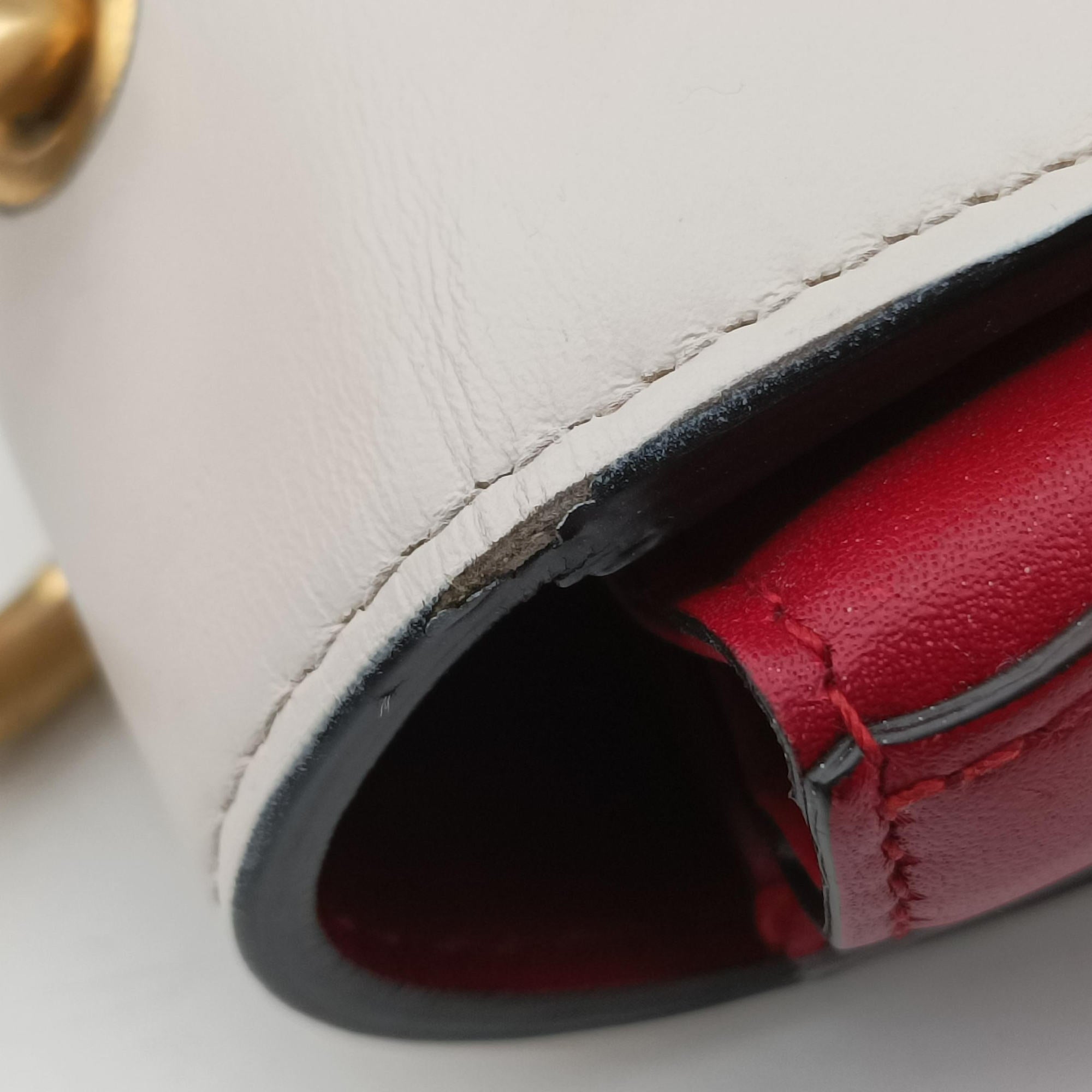Pre-owned Gucci Queen Margaret Ivory×Red×Navy Leather 476542 shoulderbag | stylenewstar
