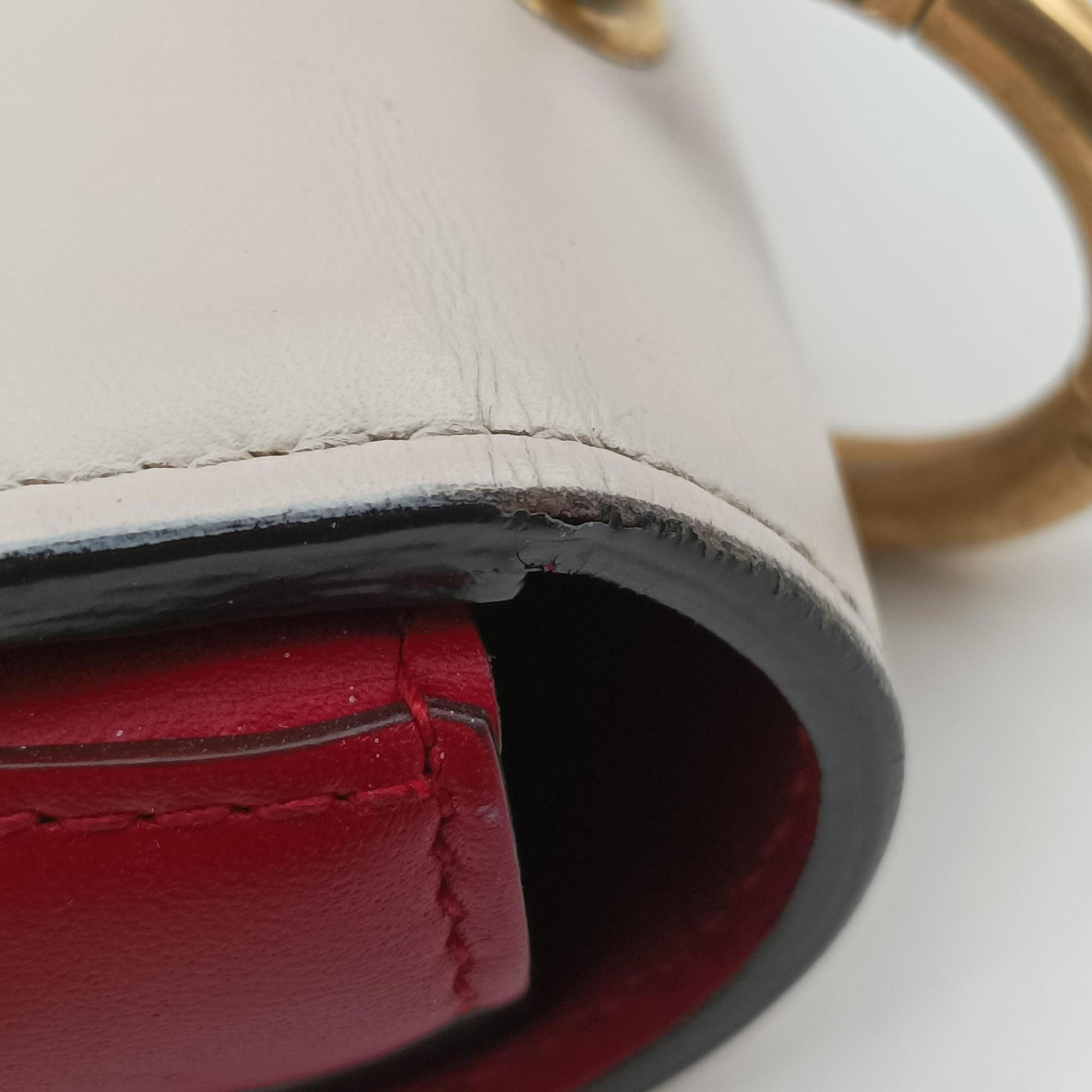 Pre-owned Gucci Queen Margaret Ivory×Red×Navy Leather 476542 shoulderbag | stylenewstar