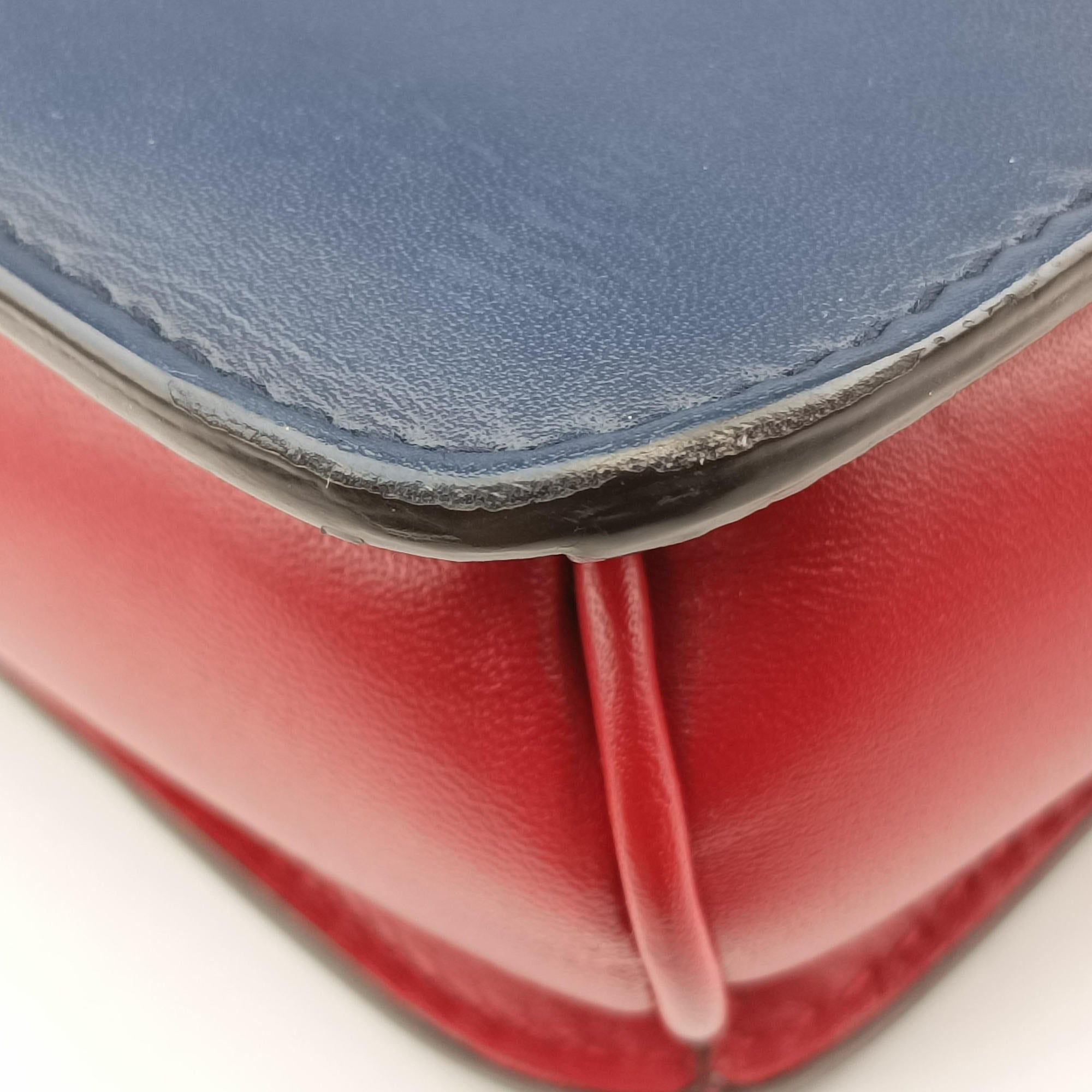 Pre-owned Gucci Queen Margaret Ivory×Red×Navy Leather 476542 shoulderbag | stylenewstar