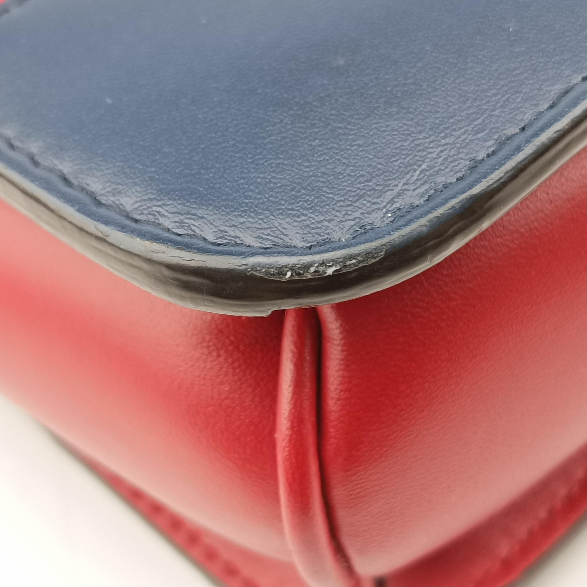 Pre-owned Gucci Queen Margaret Ivory×Red×Navy Leather 476542 shoulderbag | stylenewstar