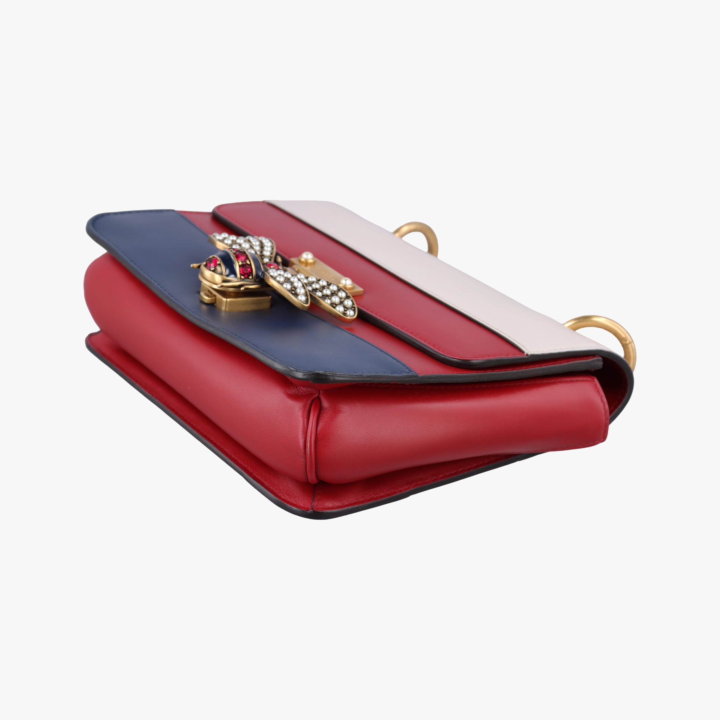 Pre-owned Gucci Queen Margaret Ivory×Red×Navy Leather 476542 shoulderbag | stylenewstar