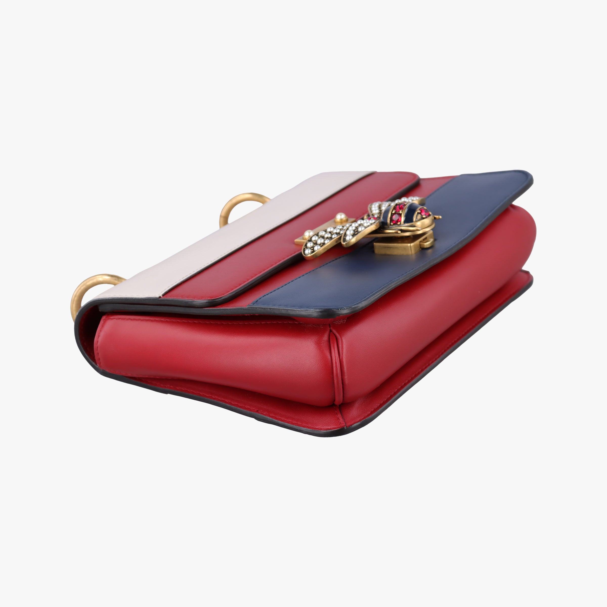 Pre-owned Gucci Queen Margaret Ivory×Red×Navy Leather 476542 shoulderbag | stylenewstar