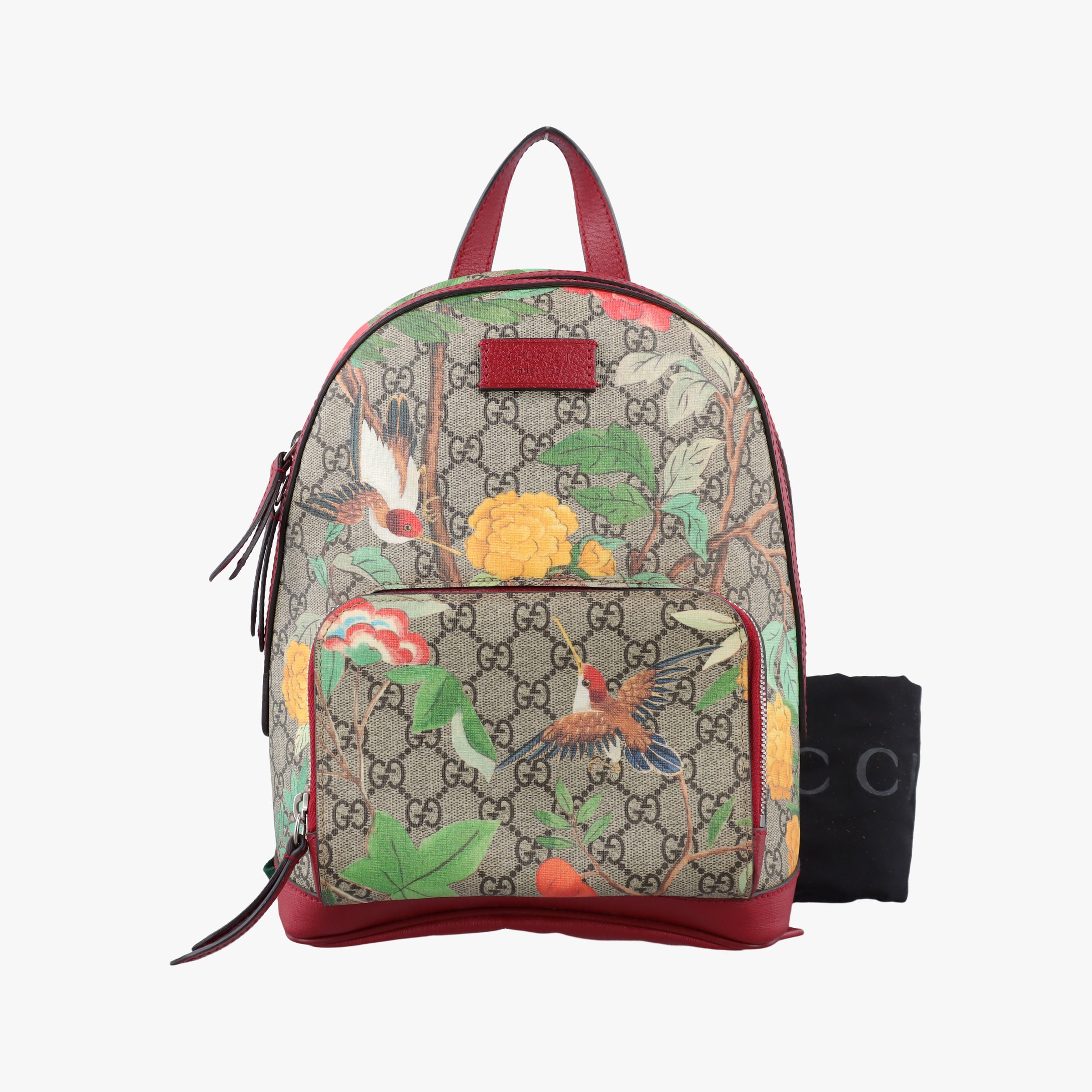Pre-owned Gucci GG Supreme Tian Beige×Red×Multicolor PVC coated canvas×Leather 427042 backpack/rucksack | stylenewstar