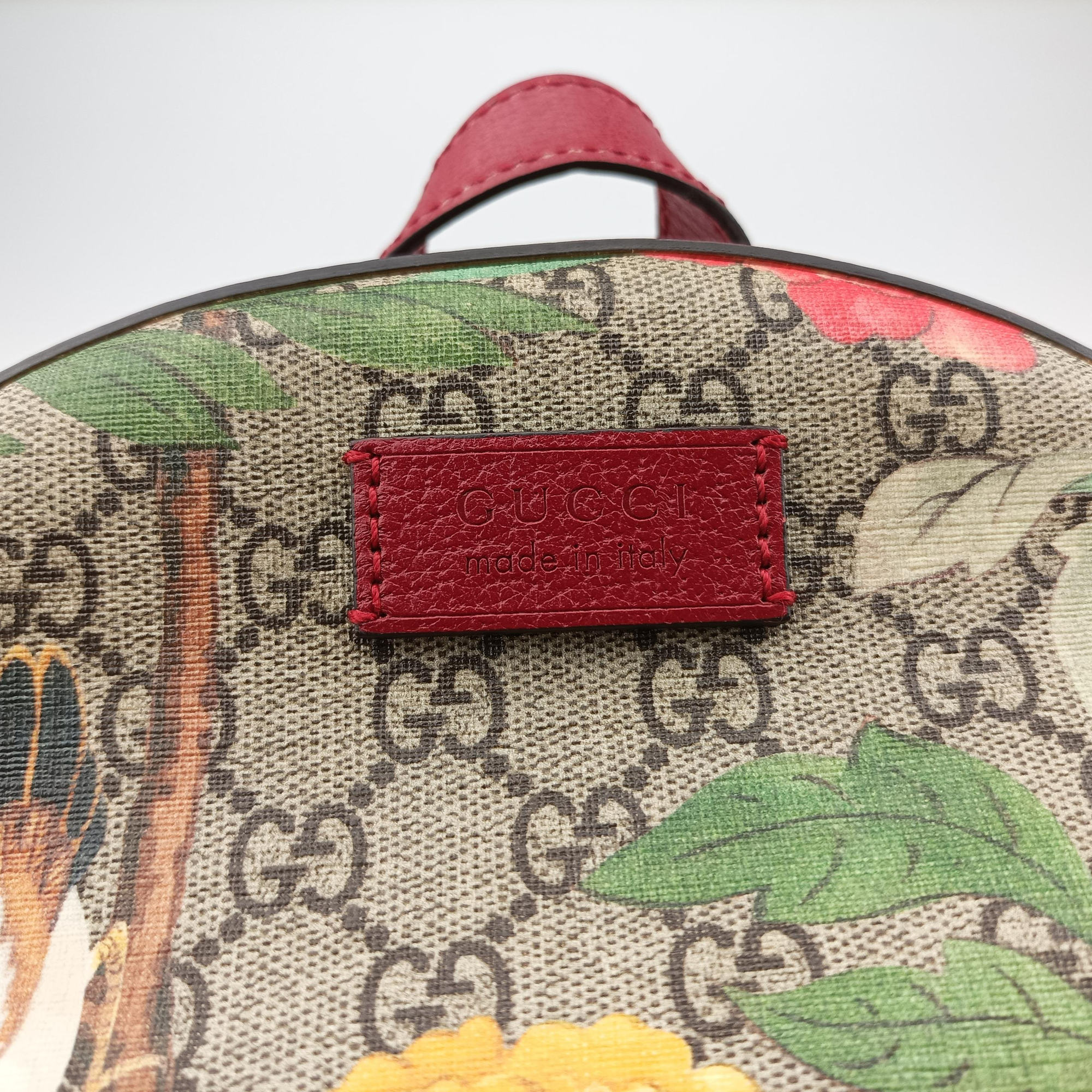 Pre-owned Gucci GG Supreme Tian Beige×Red×Multicolor PVC coated canvas×Leather 427042 backpack/rucksack | stylenewstar