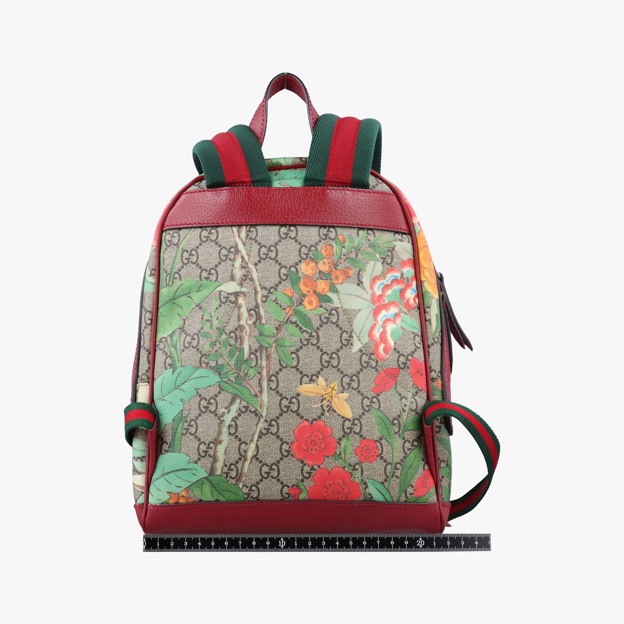 Pre-owned Gucci GG Supreme Tian Beige×Red×Multicolor PVC coated canvas×Leather 427042 backpack/rucksack | stylenewstar