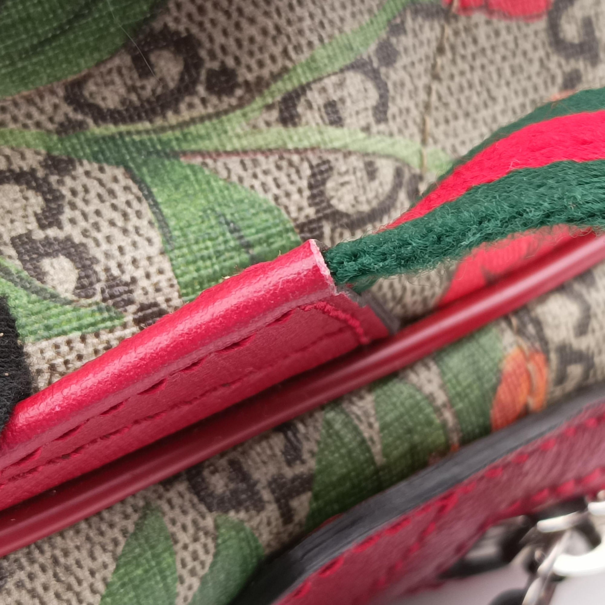 Pre-owned Gucci GG Supreme Tian Beige×Red×Multicolor PVC coated canvas×Leather 427042 backpack/rucksack | stylenewstar