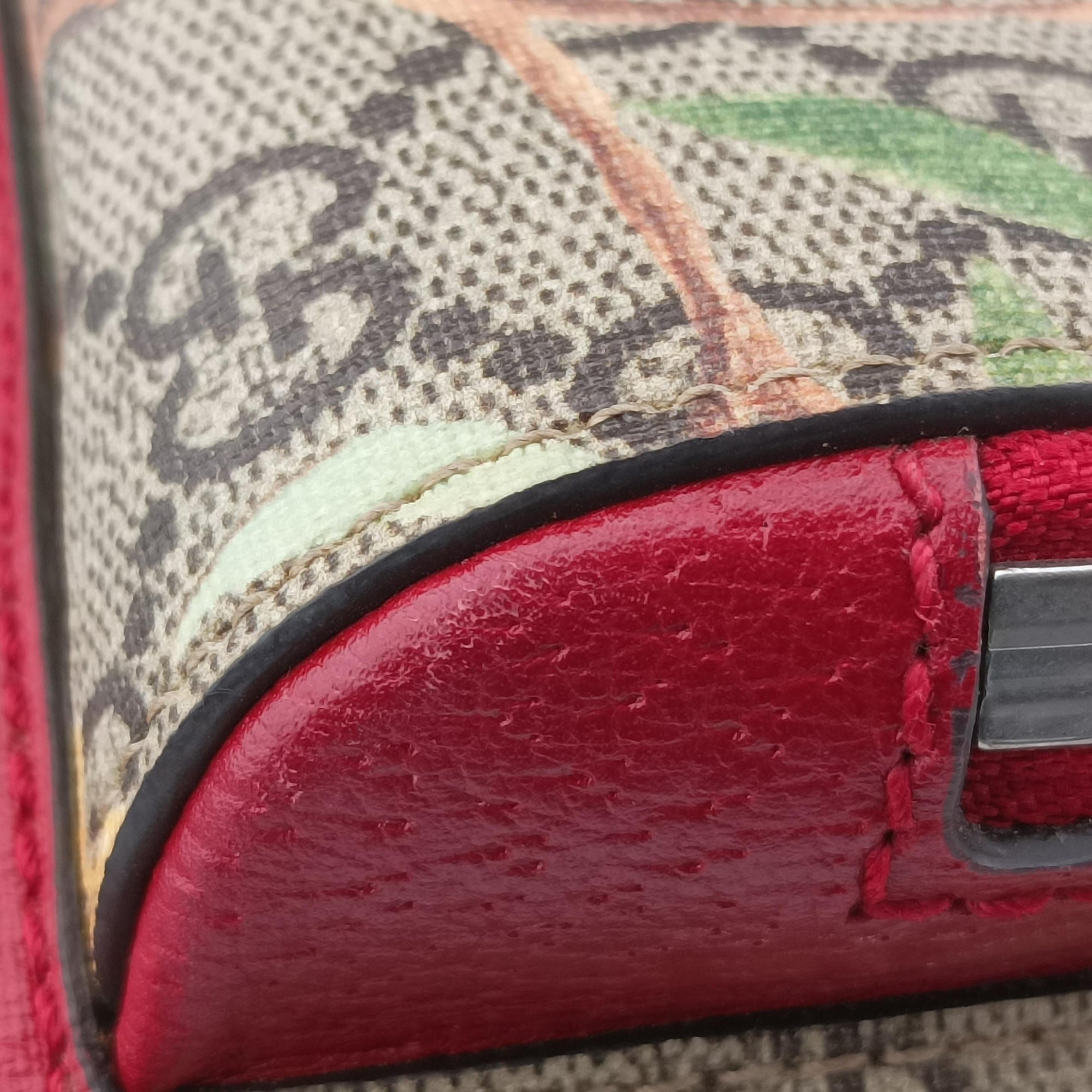Pre-owned Gucci GG Supreme Tian Beige×Red×Multicolor PVC coated canvas×Leather 427042 backpack/rucksack | stylenewstar
