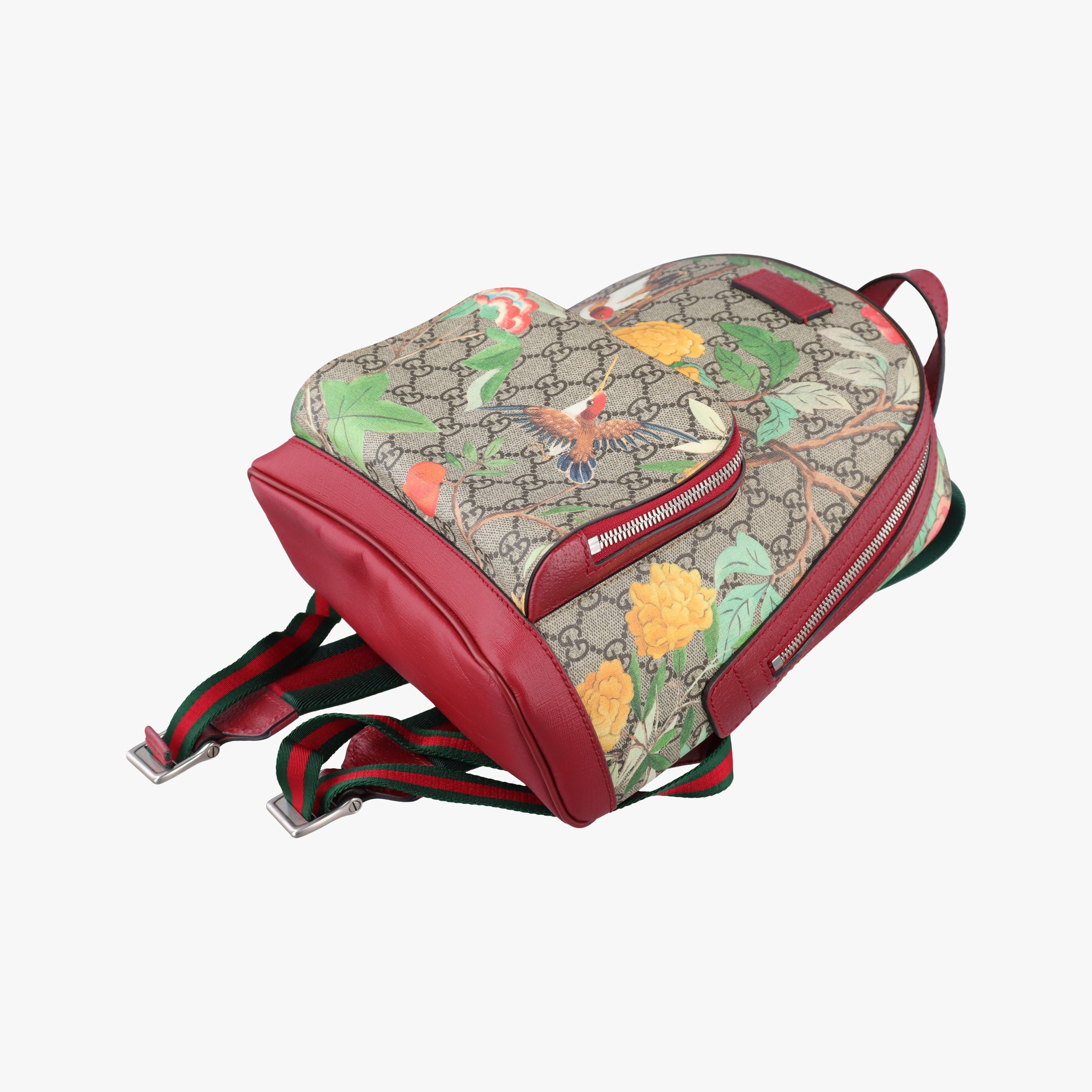 Pre-owned Gucci GG Supreme Tian Beige×Red×Multicolor PVC coated canvas×Leather 427042 backpack/rucksack | stylenewstar