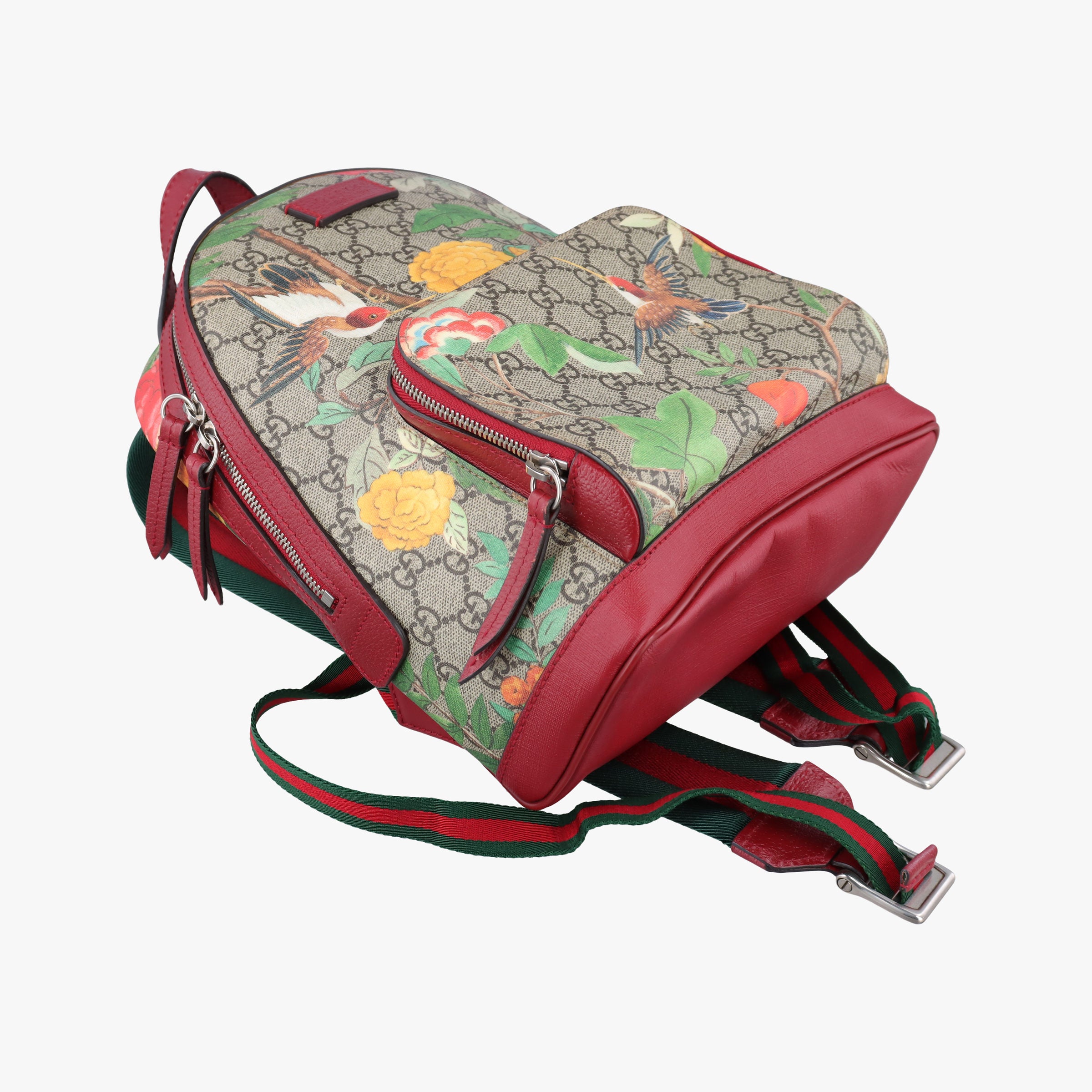 Pre-owned Gucci GG Supreme Tian Beige×Red×Multicolor PVC coated canvas×Leather 427042 backpack/rucksack | stylenewstar