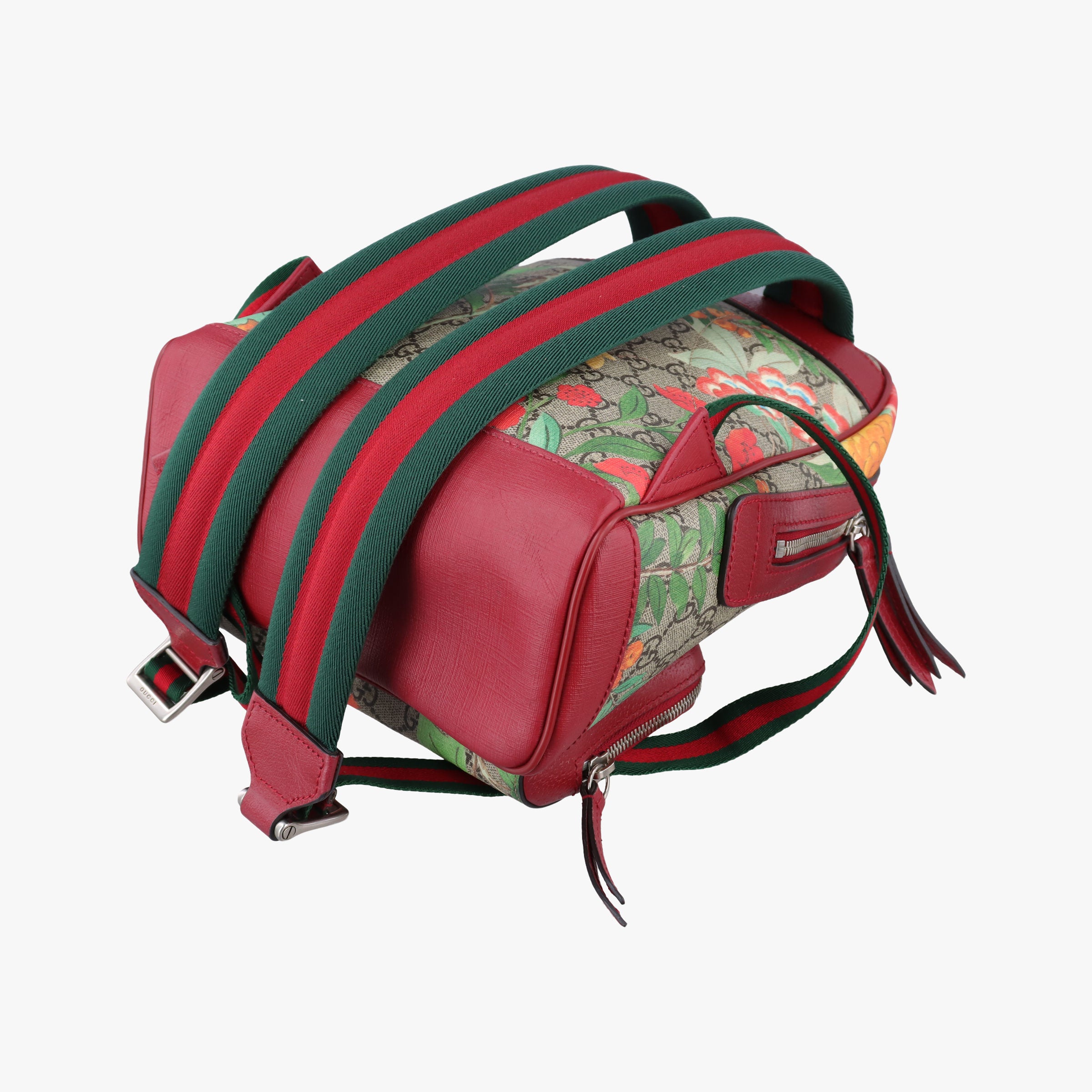 Pre-owned Gucci GG Supreme Tian Beige×Red×Multicolor PVC coated canvas×Leather 427042 backpack/rucksack | stylenewstar
