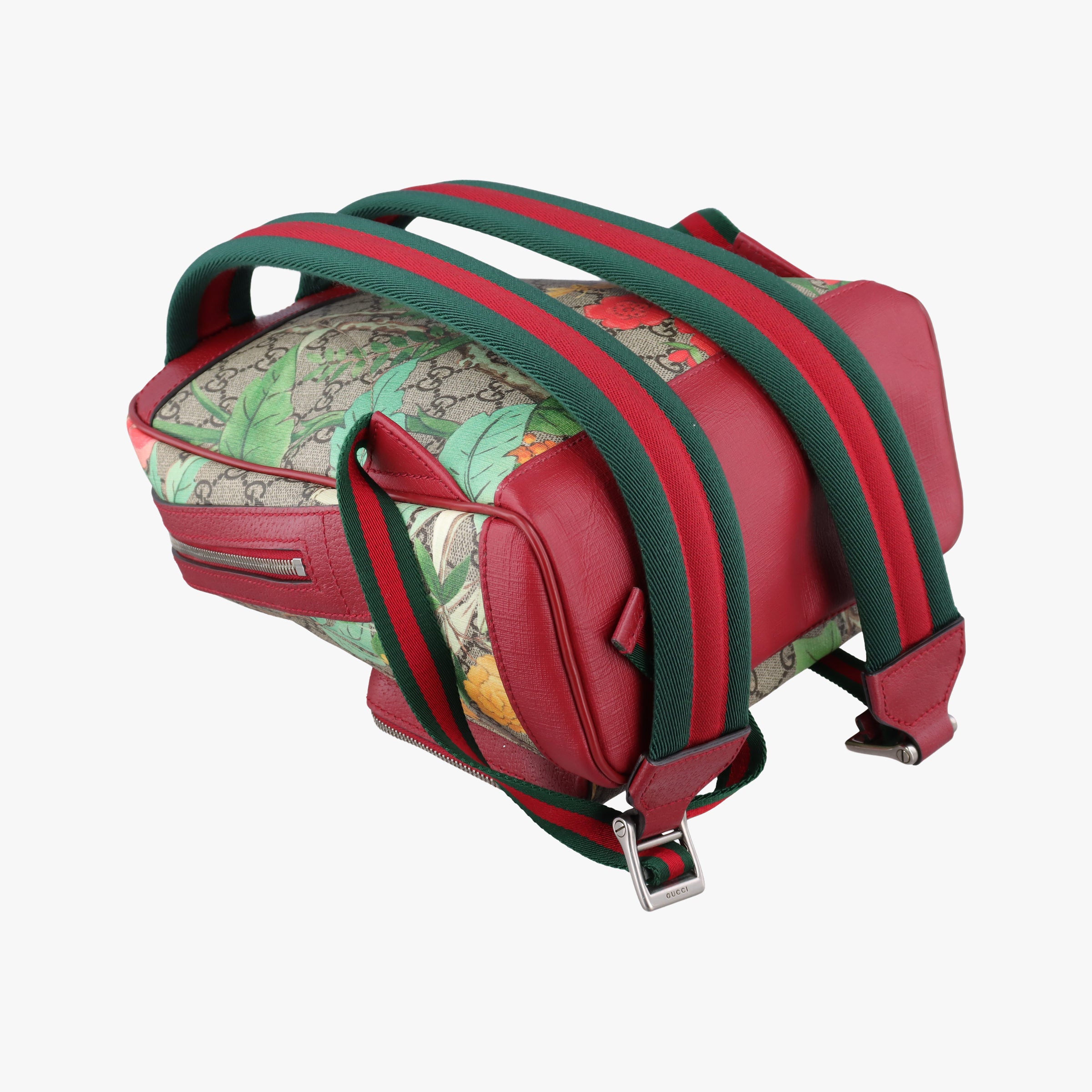 Pre-owned Gucci GG Supreme Tian Beige×Red×Multicolor PVC coated canvas×Leather 427042 backpack/rucksack | stylenewstar