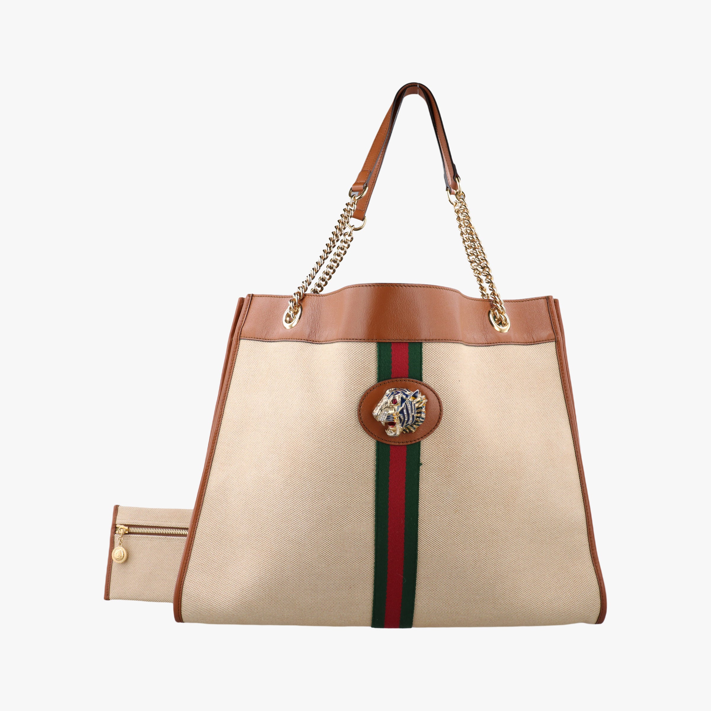 Pre-owned Gucci Rajah Beige × Brown Leather×Canvas 537219 shoulderbag | stylenewstar
