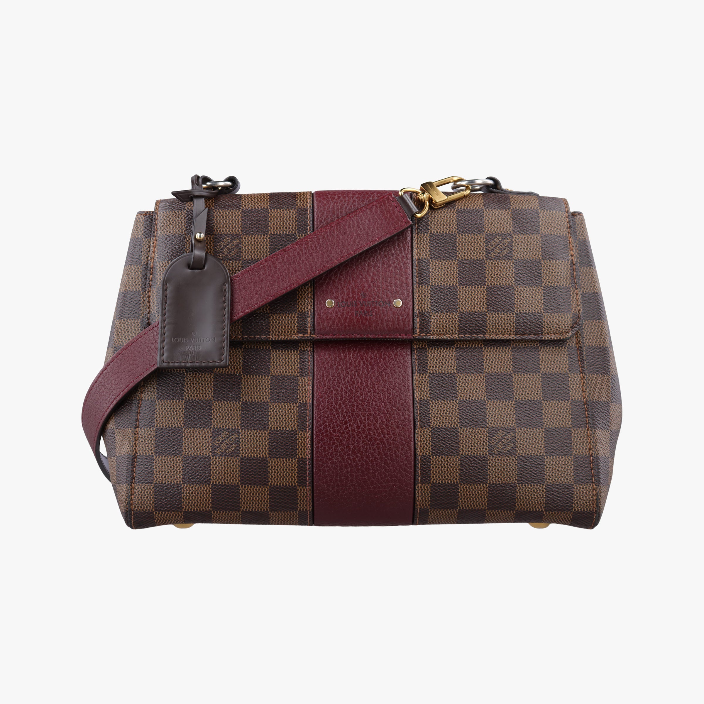 Pre-owned Louis Vuitton BOND STREET EBENE×bordeaux Damier Canvas aTaurillon leather N64416 shoulderbag | stylenewstar