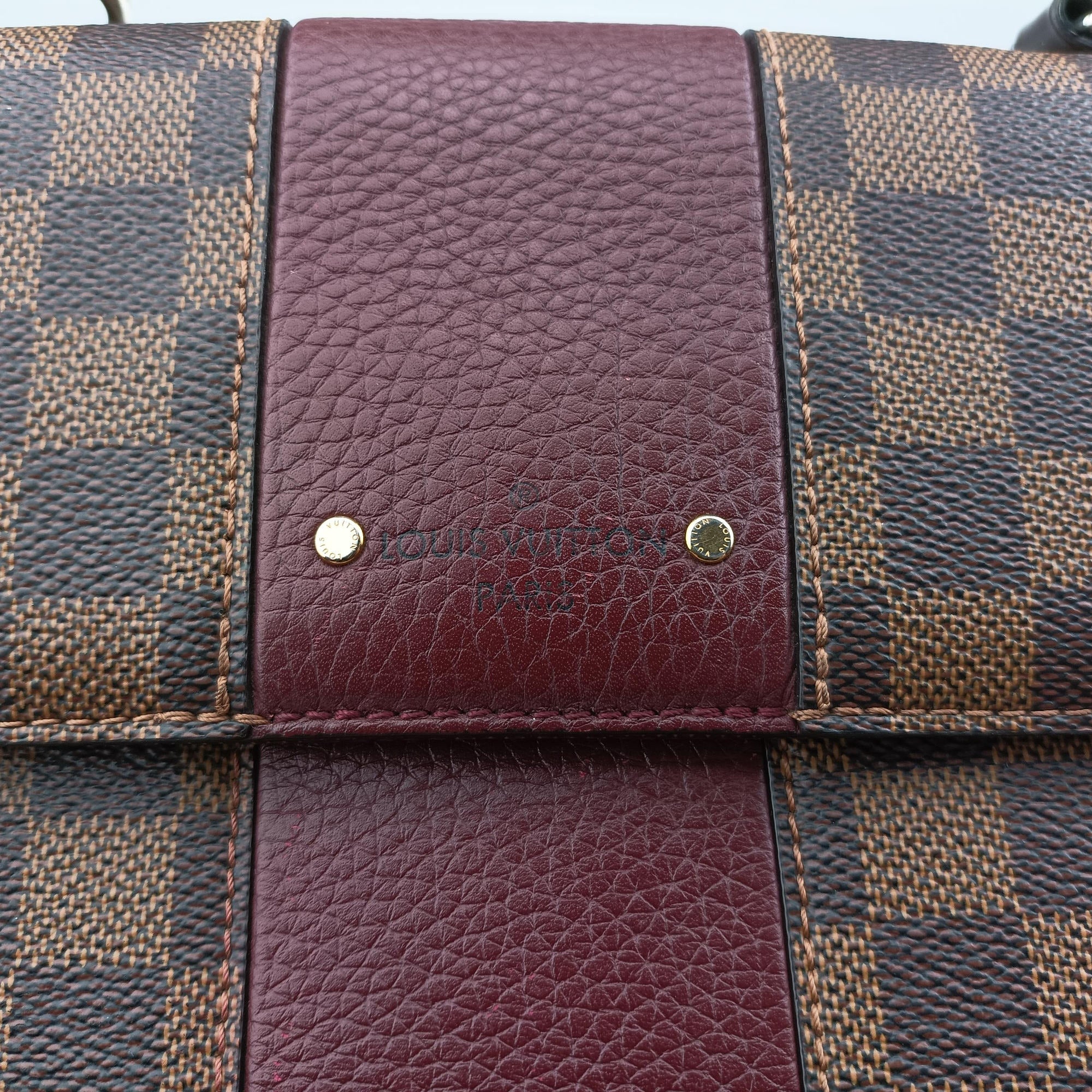 Pre-owned Louis Vuitton BOND STREET EBENE×bordeaux Damier Canvas aTaurillon leather N64416 shoulderbag | stylenewstar