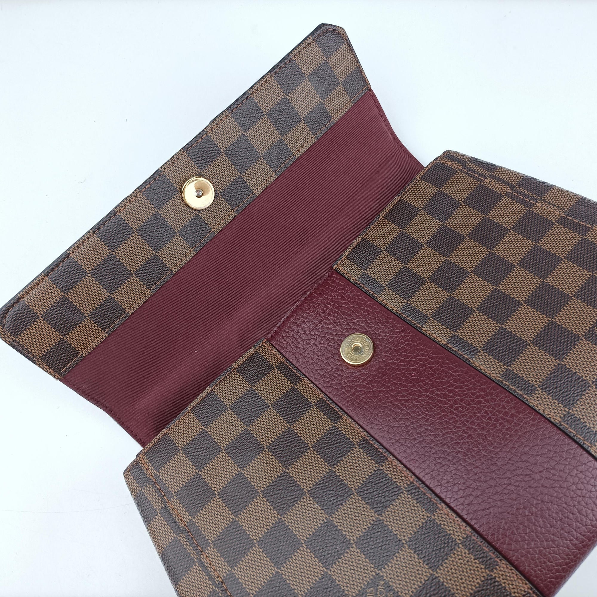 Pre-owned Louis Vuitton BOND STREET EBENE×bordeaux Damier Canvas aTaurillon leather N64416 shoulderbag | stylenewstar