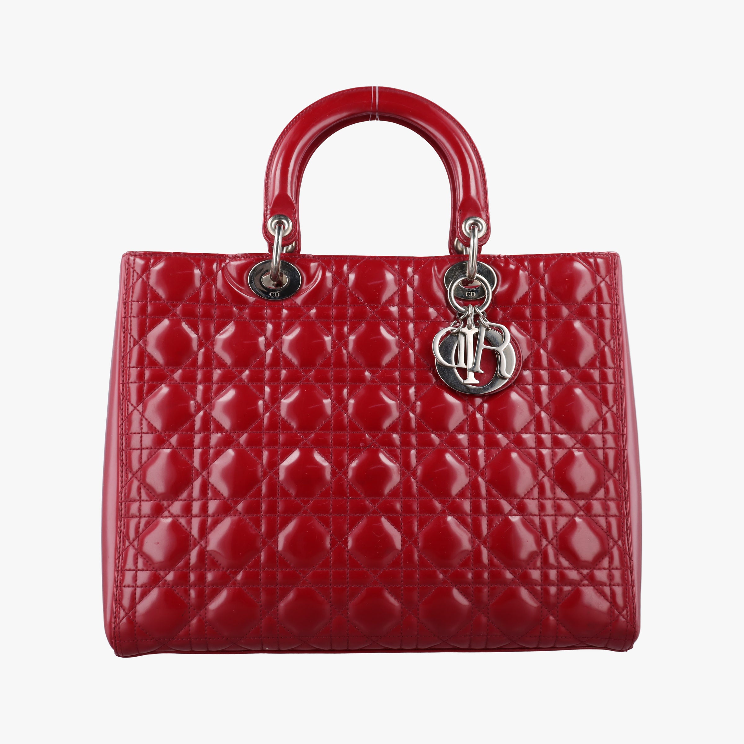 Pre-owned Christian Dior Lady Dior Red Patent  handbag | stylenewstar