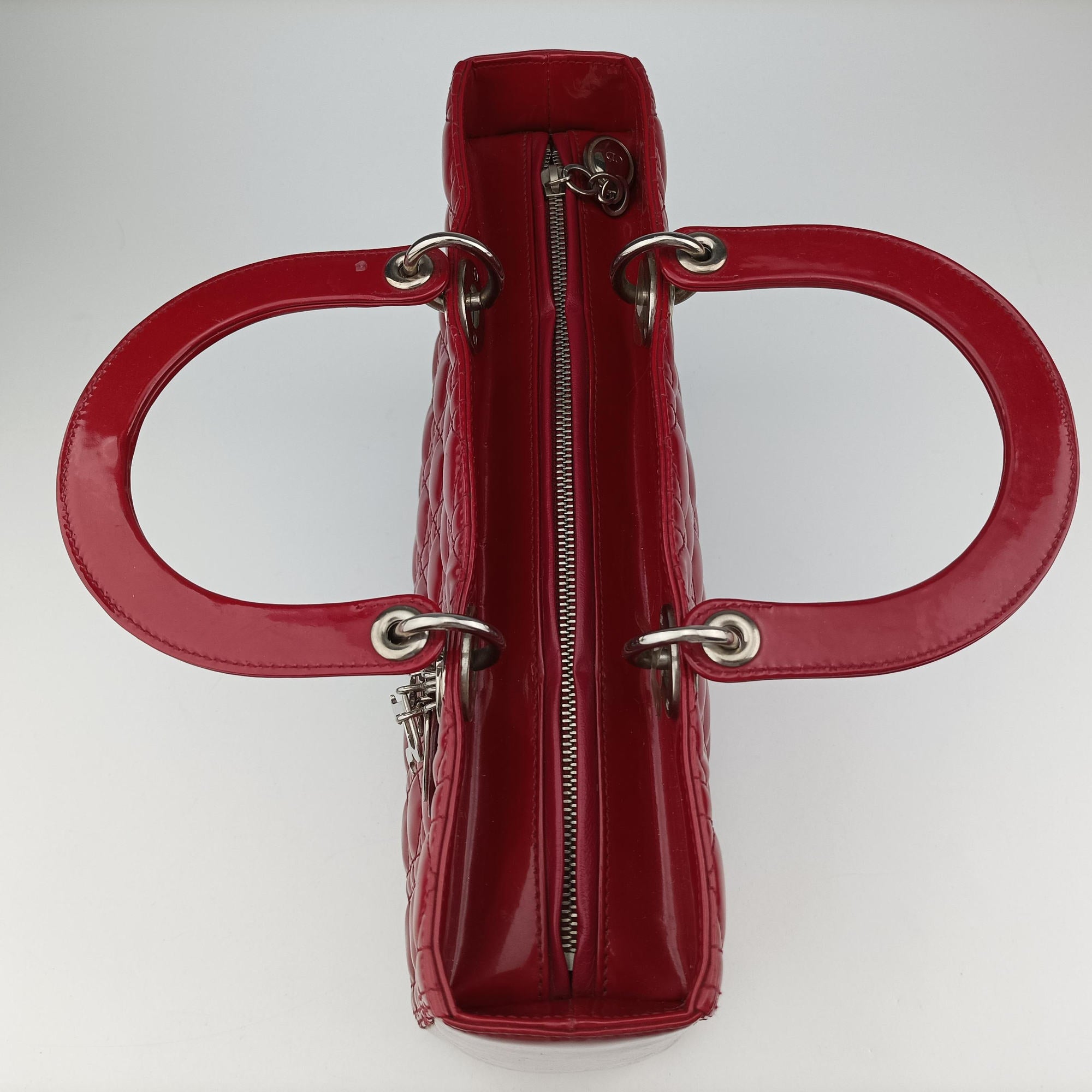 Pre-owned Christian Dior Lady Dior Red Patent  handbag | stylenewstar