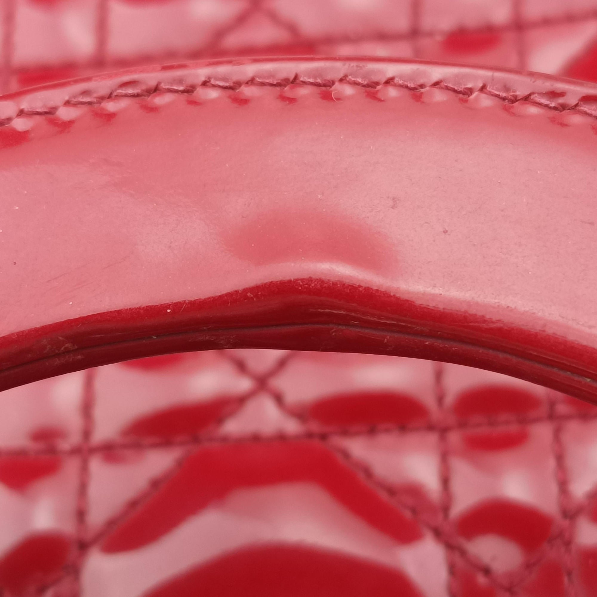 Pre-owned Christian Dior Lady Dior Red Patent  handbag | stylenewstar