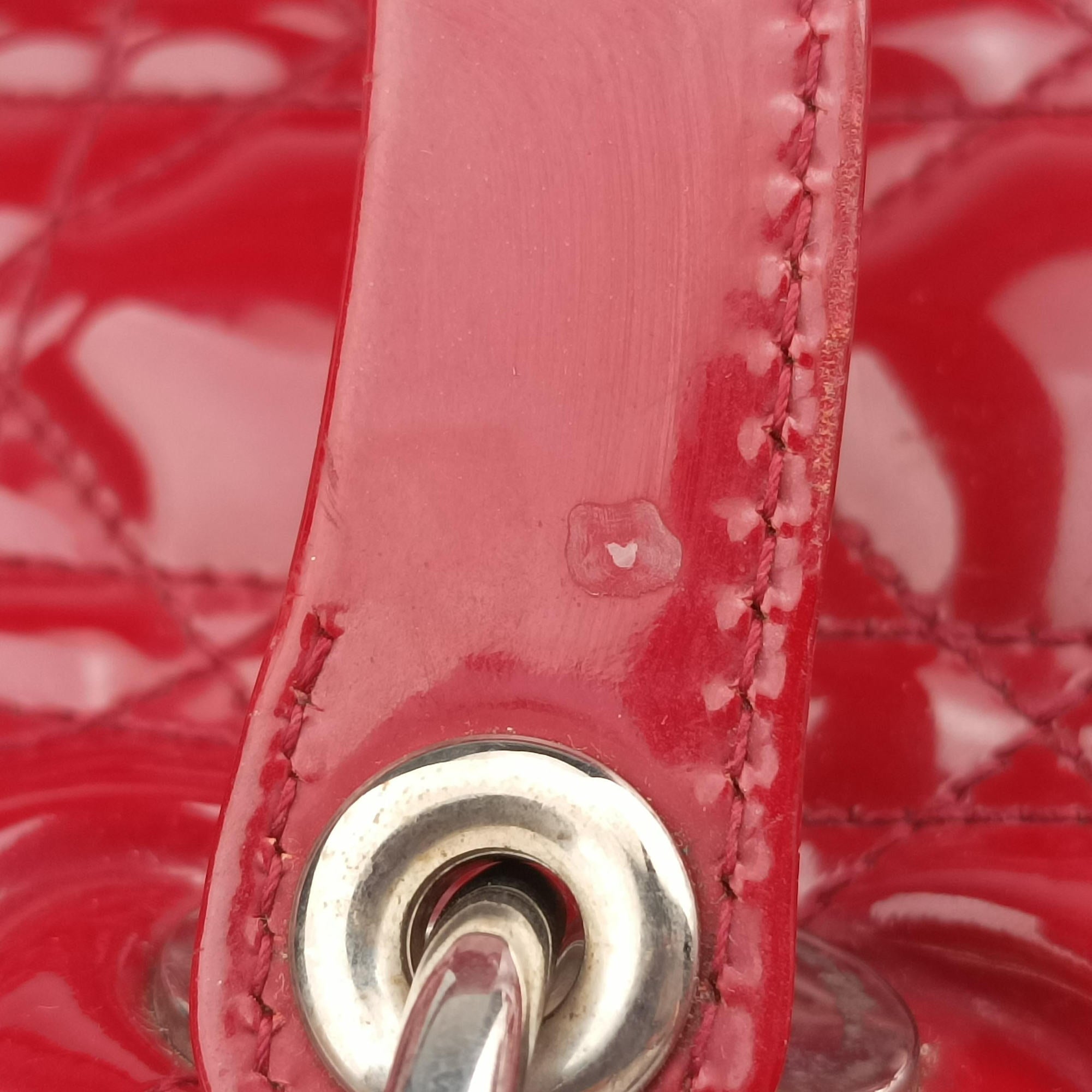 Pre-owned Christian Dior Lady Dior Red Patent  handbag | stylenewstar