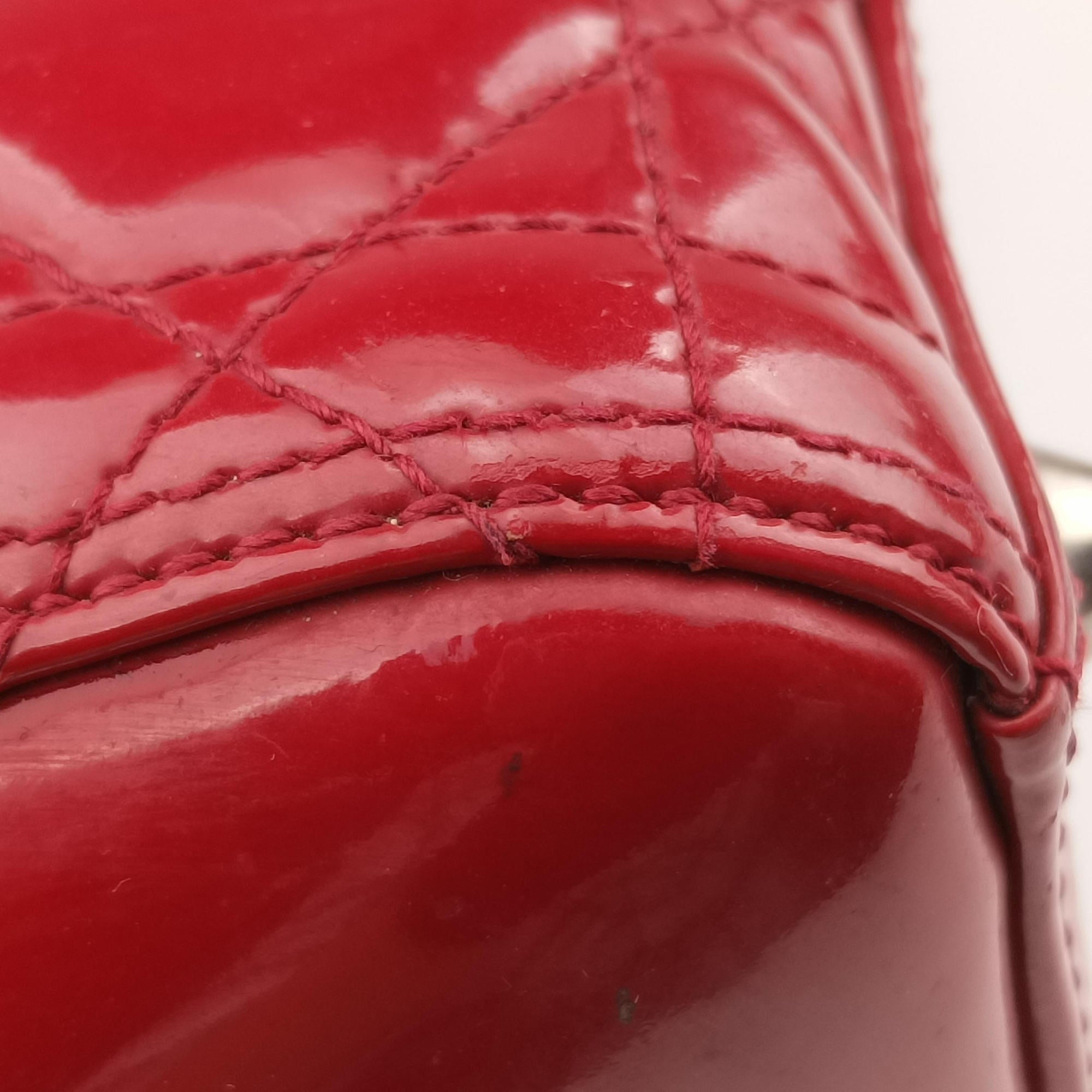 Pre-owned Christian Dior Lady Dior Red Patent  handbag | stylenewstar