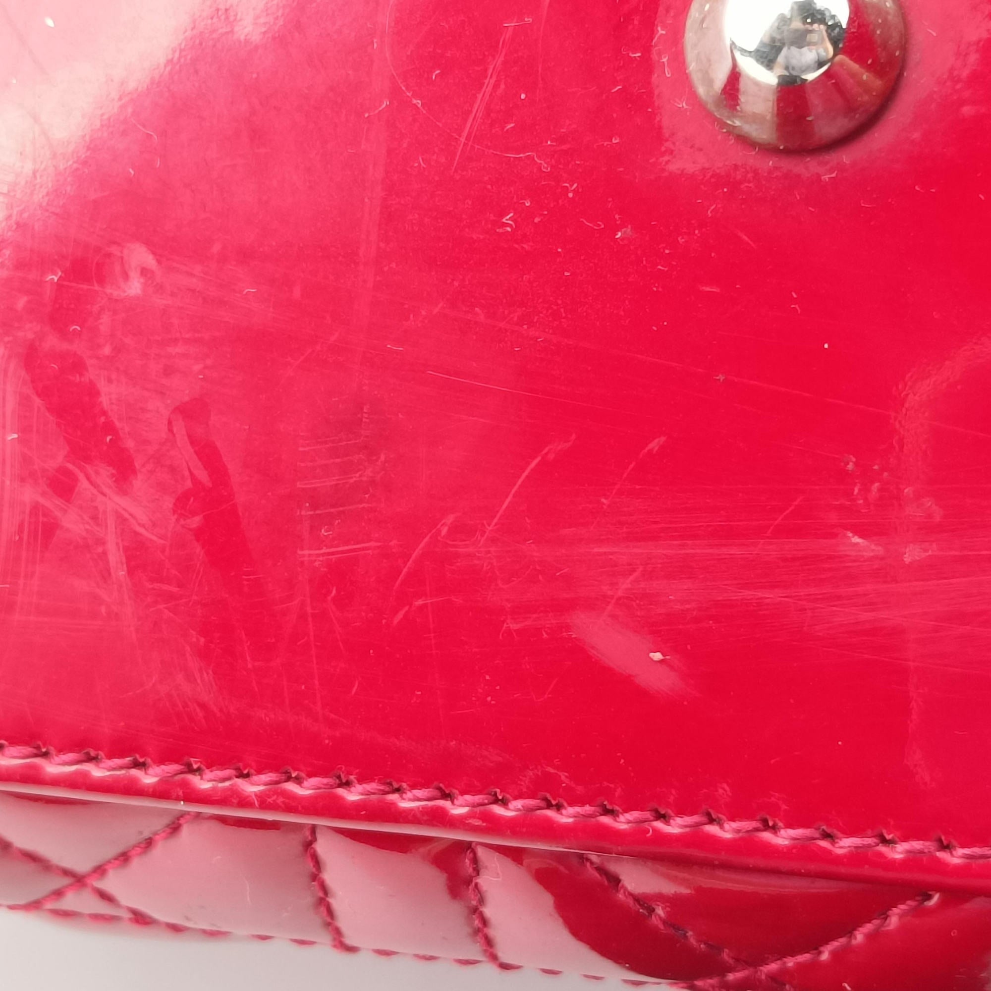Pre-owned Christian Dior Lady Dior Red Patent  handbag | stylenewstar