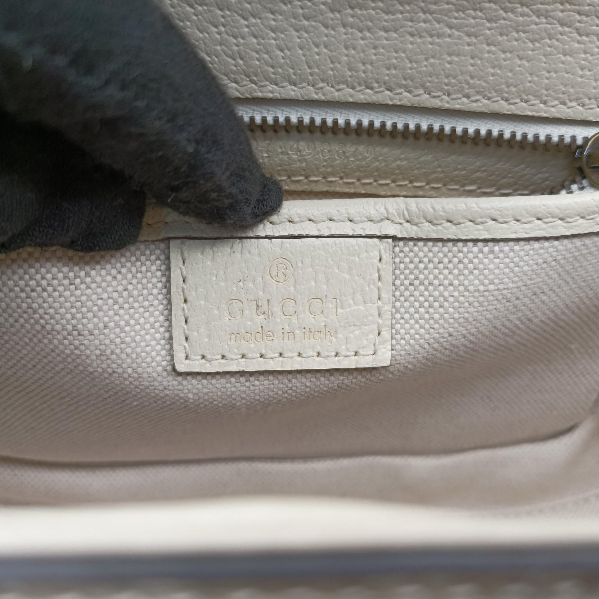 Pre-owned Gucci New Bamboo White Leather×Canvas 675797 shoulderbag | stylenewstar