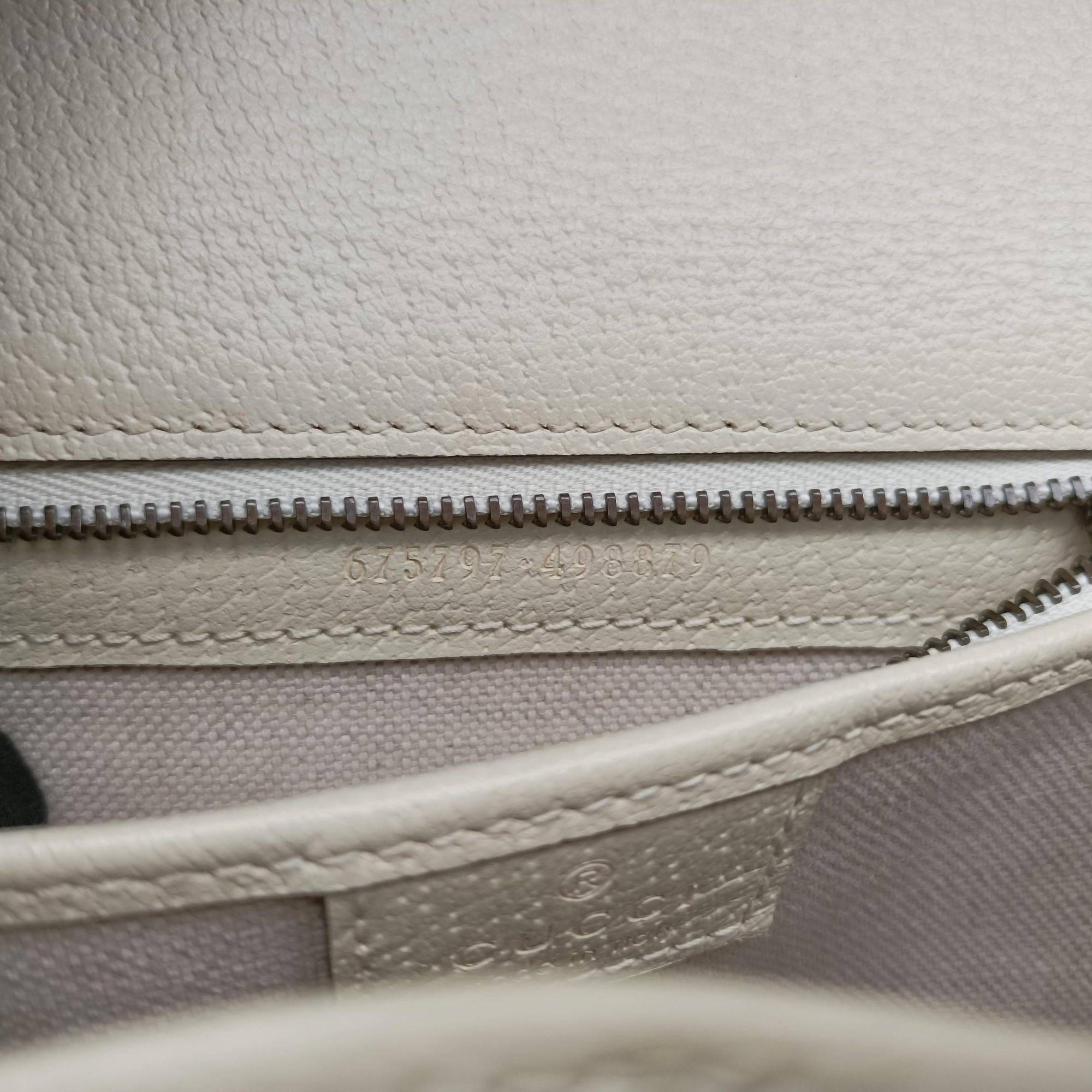 Pre-owned Gucci New Bamboo White Leather×Canvas 675797 shoulderbag | stylenewstar