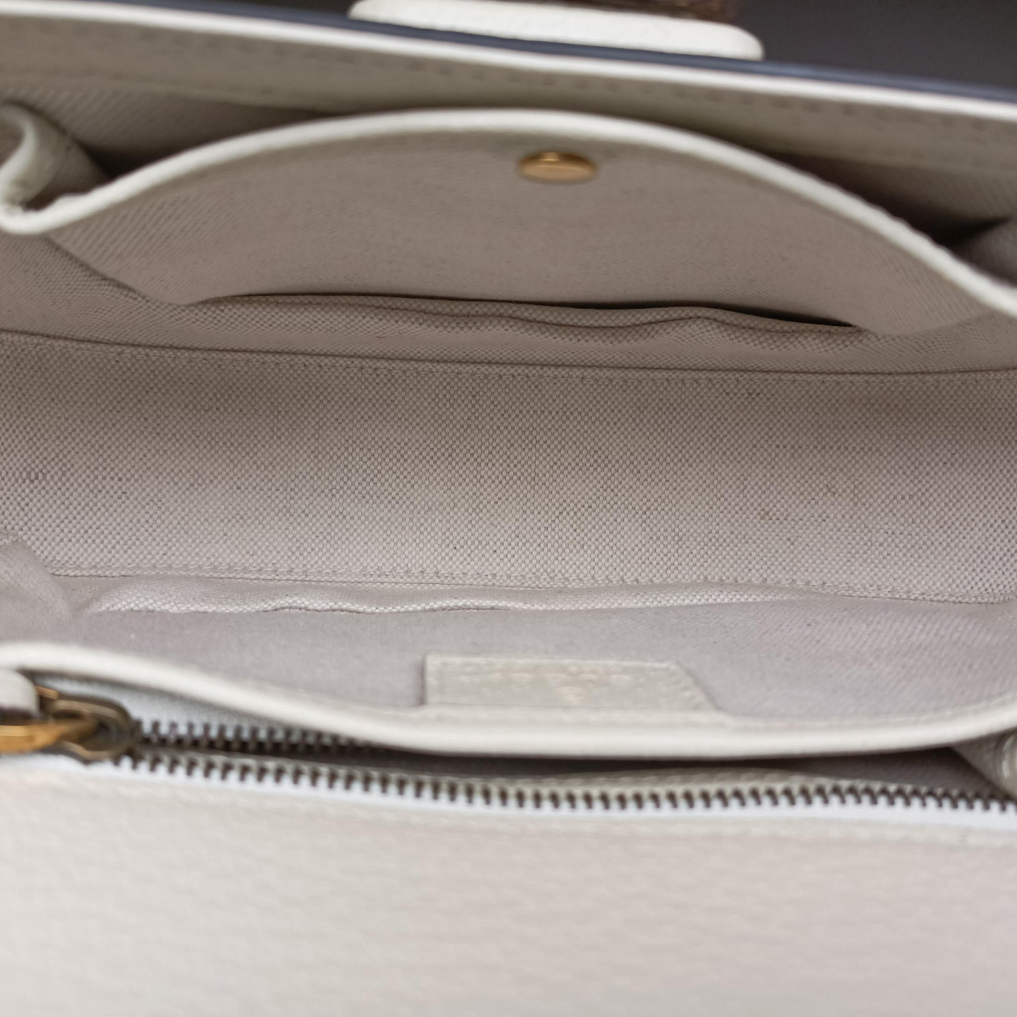 Pre-owned Gucci New Bamboo White Leather×Canvas 675797 shoulderbag | stylenewstar